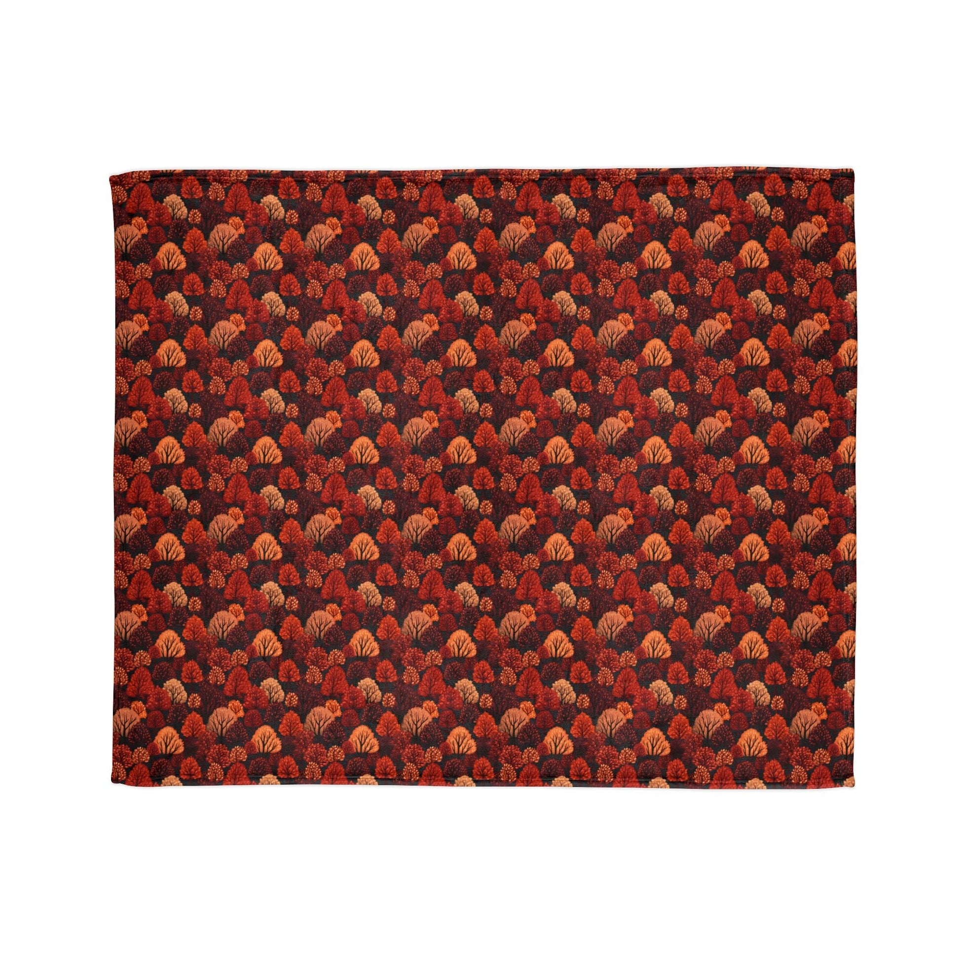 Crimson Forest: Autumn Trees in Vibrant Detail - The Ideal Throw for Sofas - Pattern Symphony