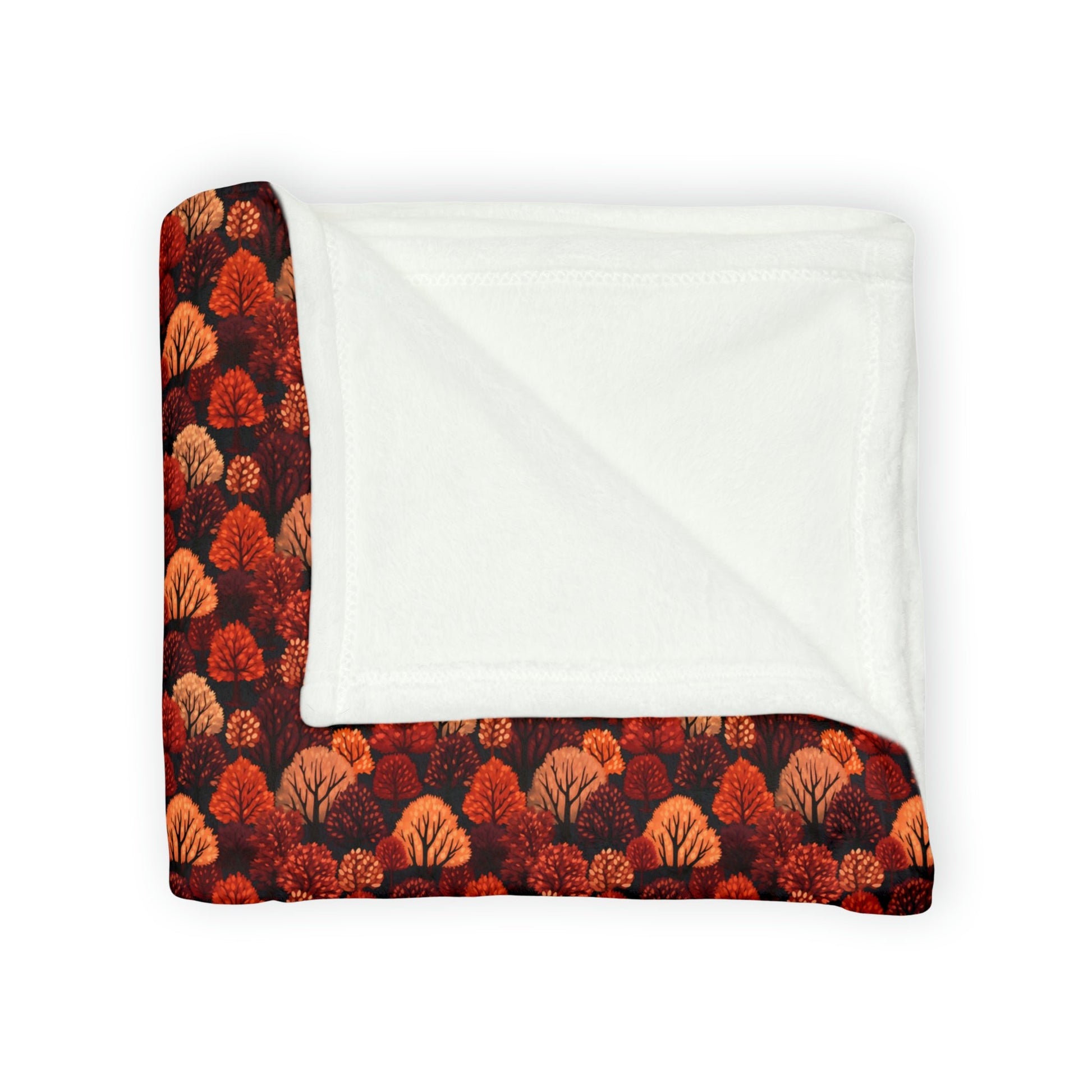 Crimson Forest: Autumn Trees in Vibrant Detail - The Ideal Throw for Sofas - Pattern Symphony