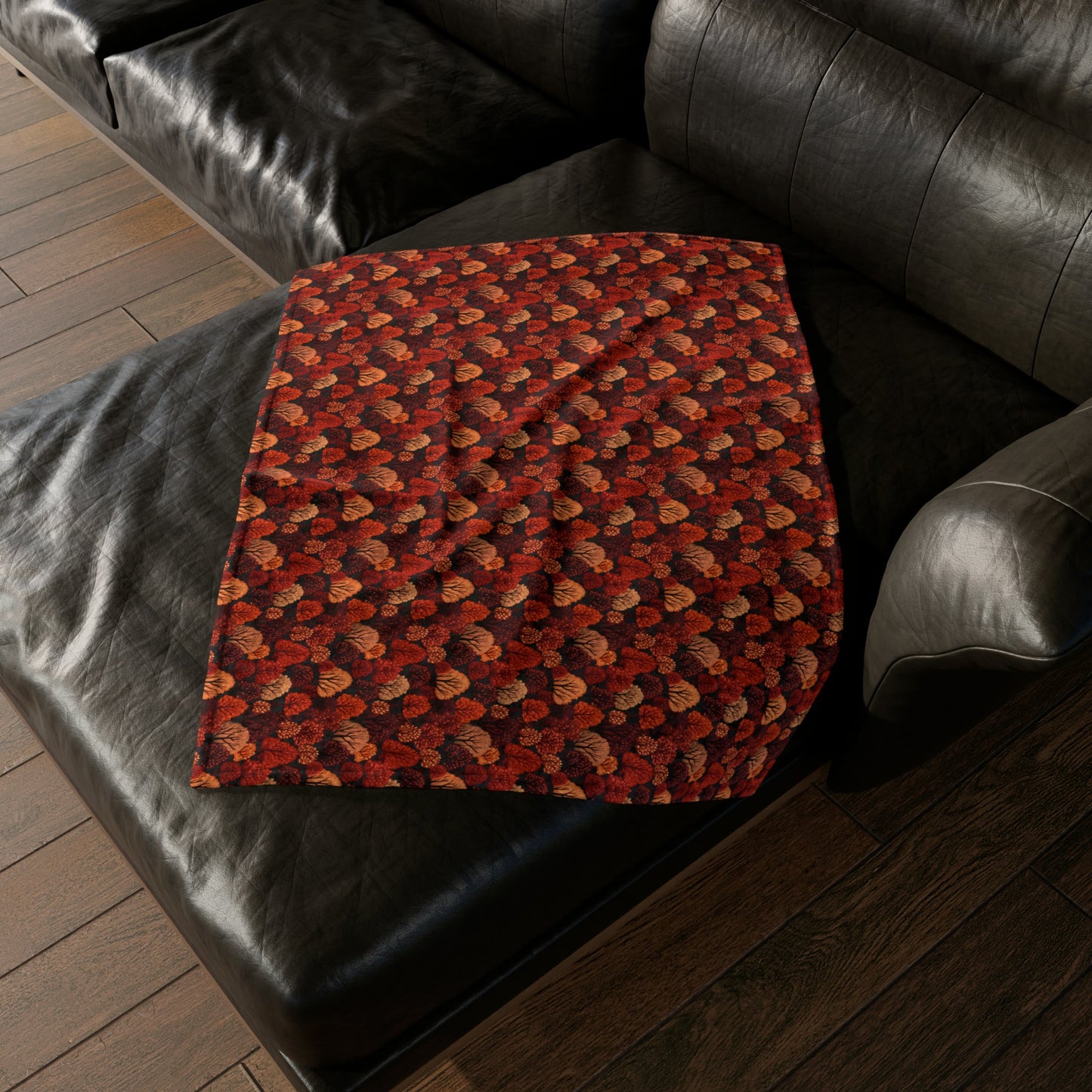 Crimson Forest: Autumn Trees in Vibrant Detail - The Ideal Throw for Sofas - Pattern Symphony