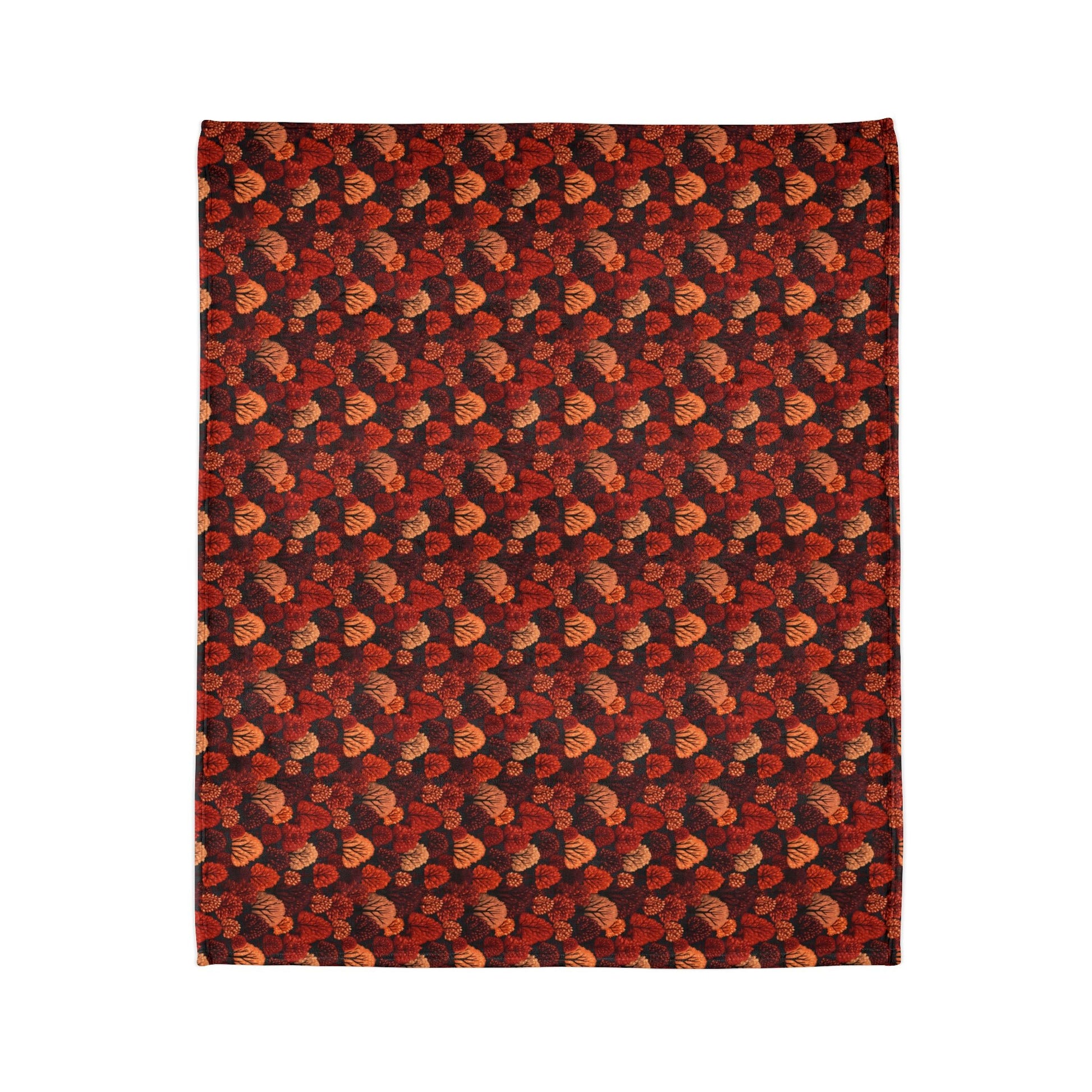 Crimson Forest: Autumn Trees in Vibrant Detail - The Ideal Throw for Sofas - Pattern Symphony