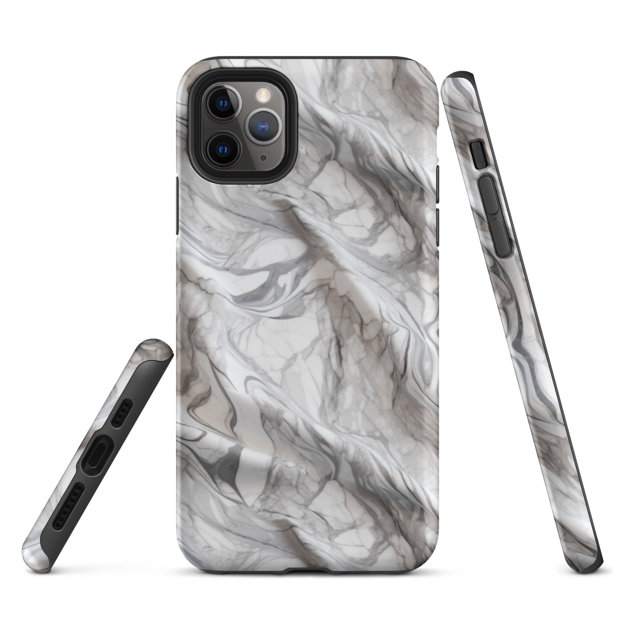 Elegant Marble Wave - Artistic Curved Texture Print - iPhone Case - Pattern Symphony