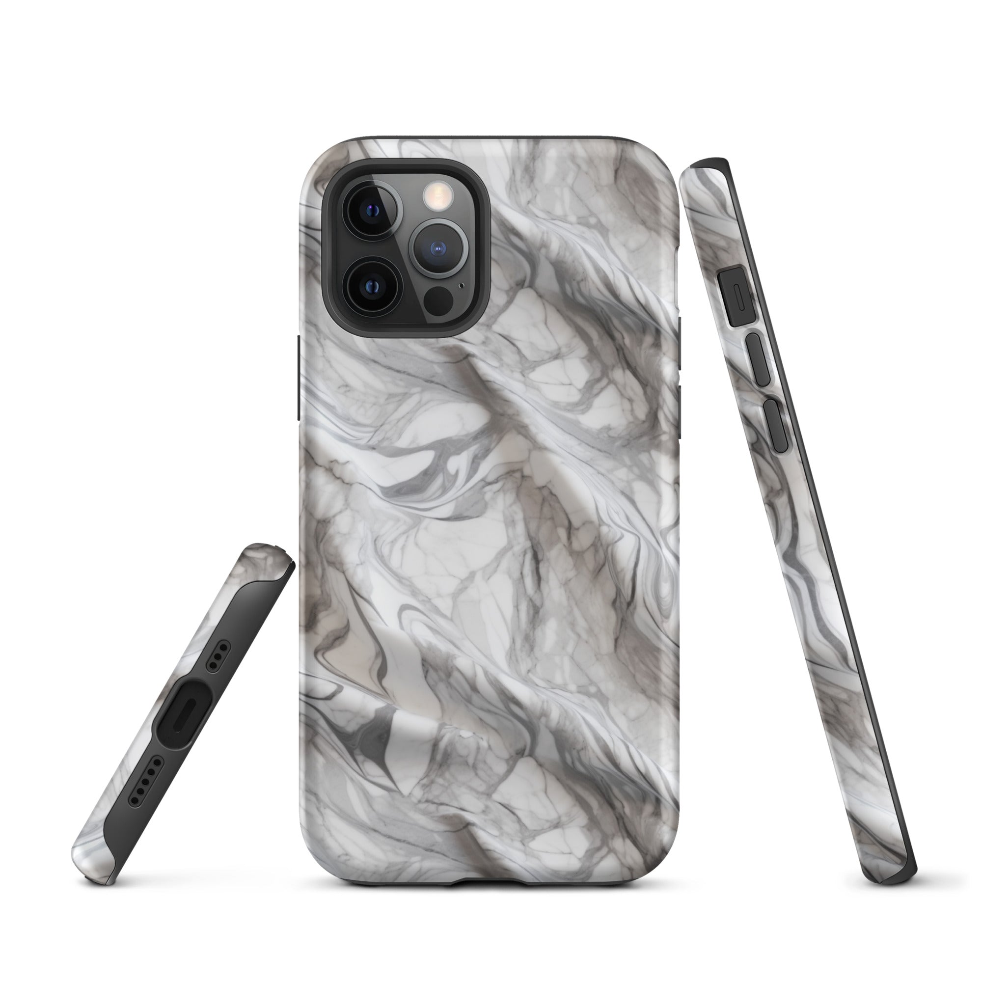 Elegant Marble Wave - Artistic Curved Texture Print - iPhone Case - Pattern Symphony