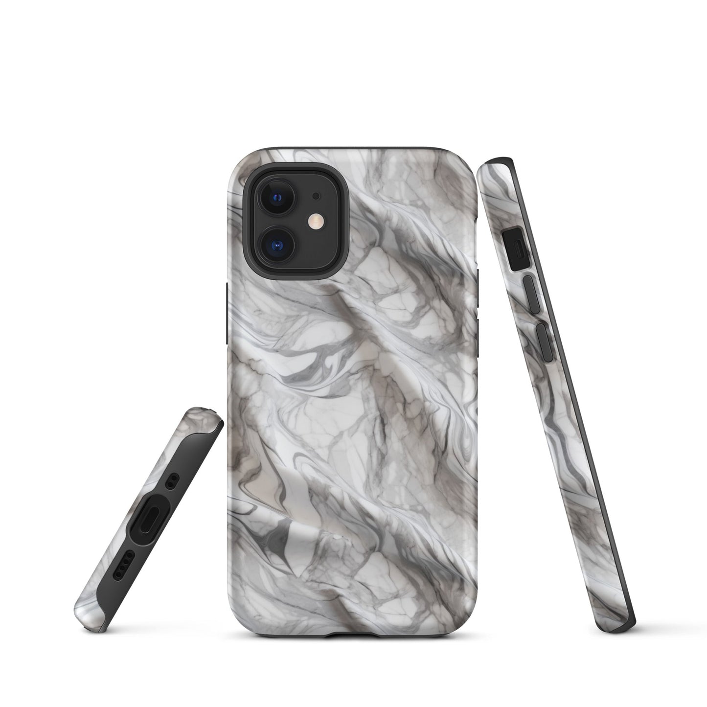 Elegant Marble Wave - Artistic Curved Texture Print - iPhone Case - Pattern Symphony