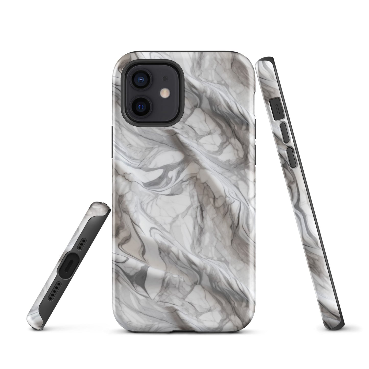 Elegant Marble Wave - Artistic Curved Texture Print - iPhone Case - Pattern Symphony