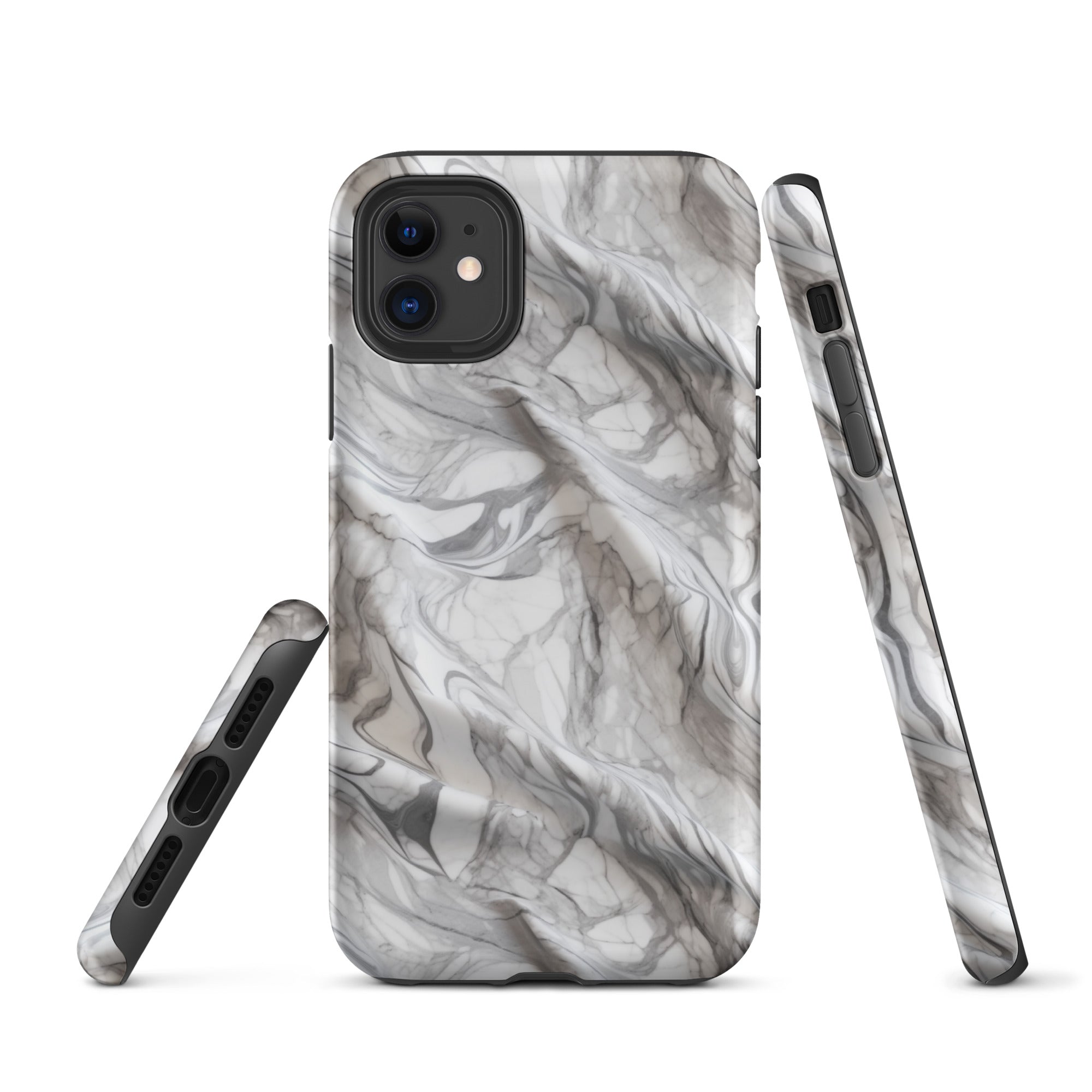 Elegant Marble Wave - Artistic Curved Texture Print - iPhone Case - Pattern Symphony