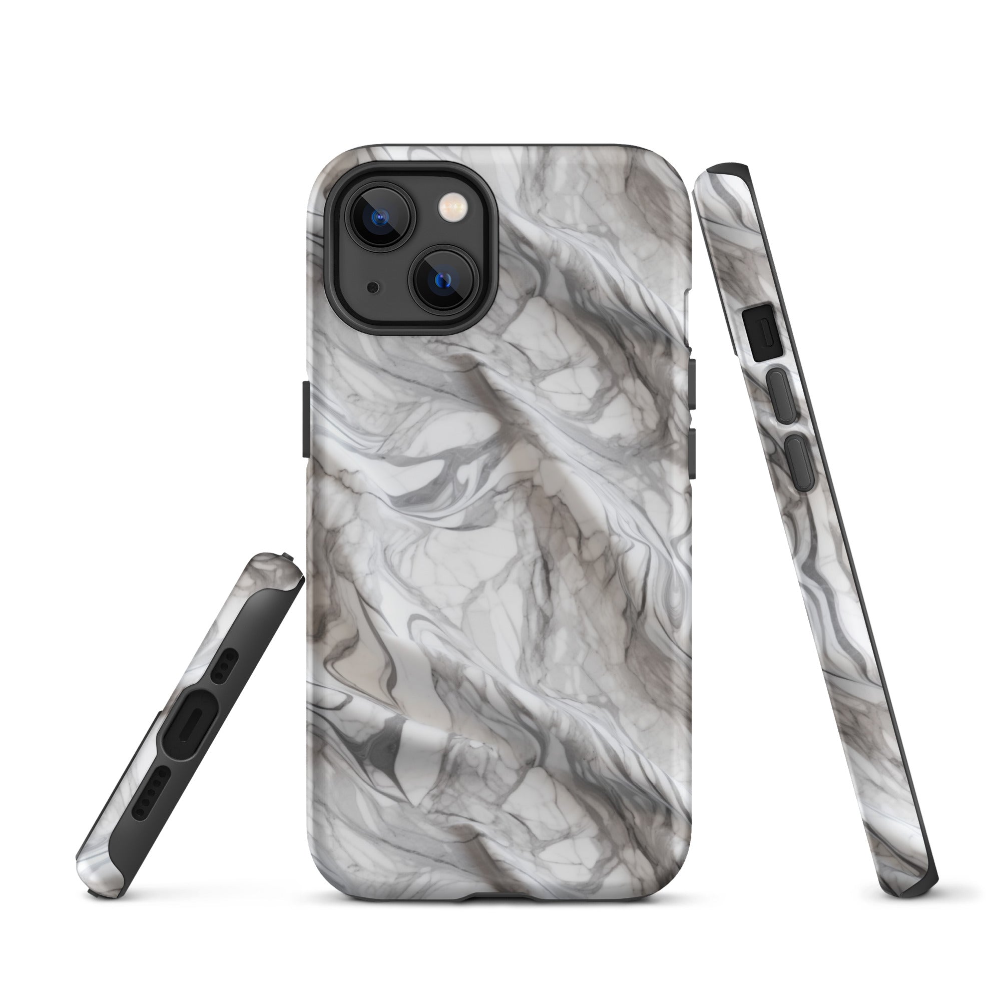 Elegant Marble Wave - Artistic Curved Texture Print - iPhone Case - Pattern Symphony