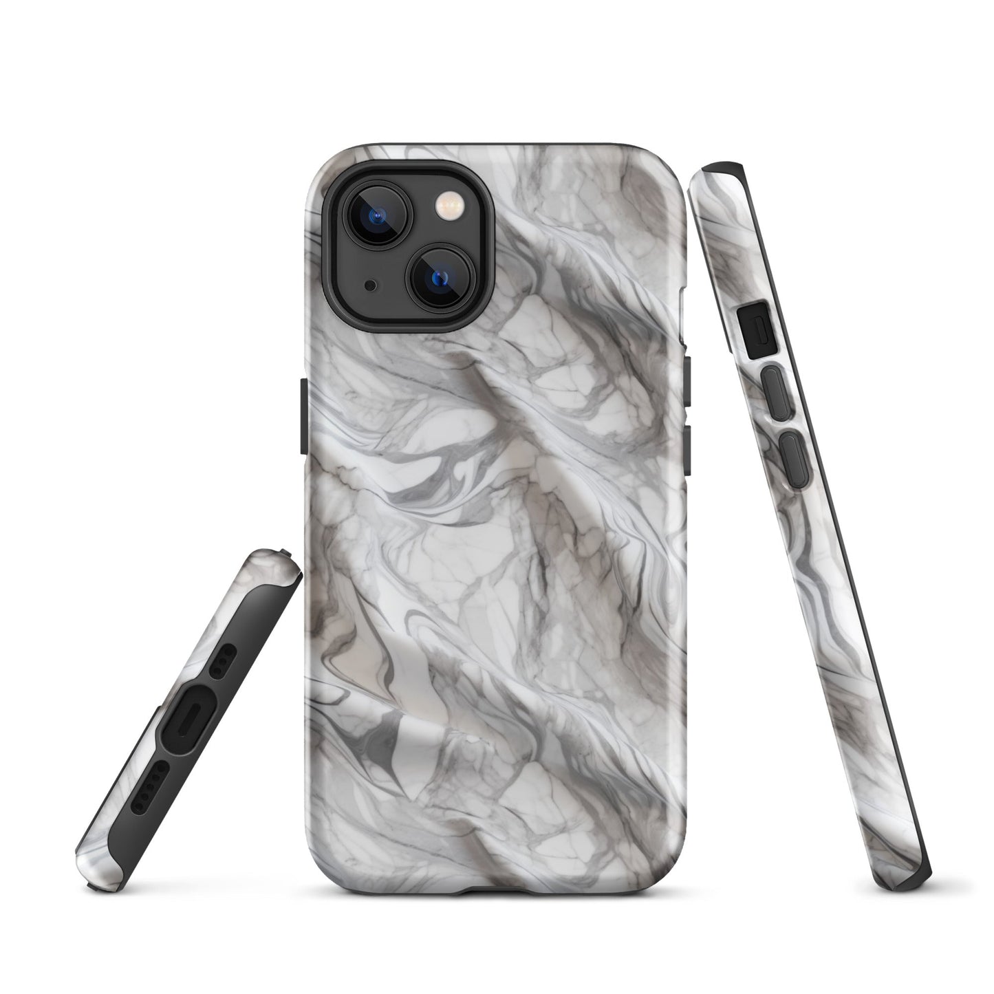 Elegant Marble Wave - Artistic Curved Texture Print - iPhone Case - Pattern Symphony