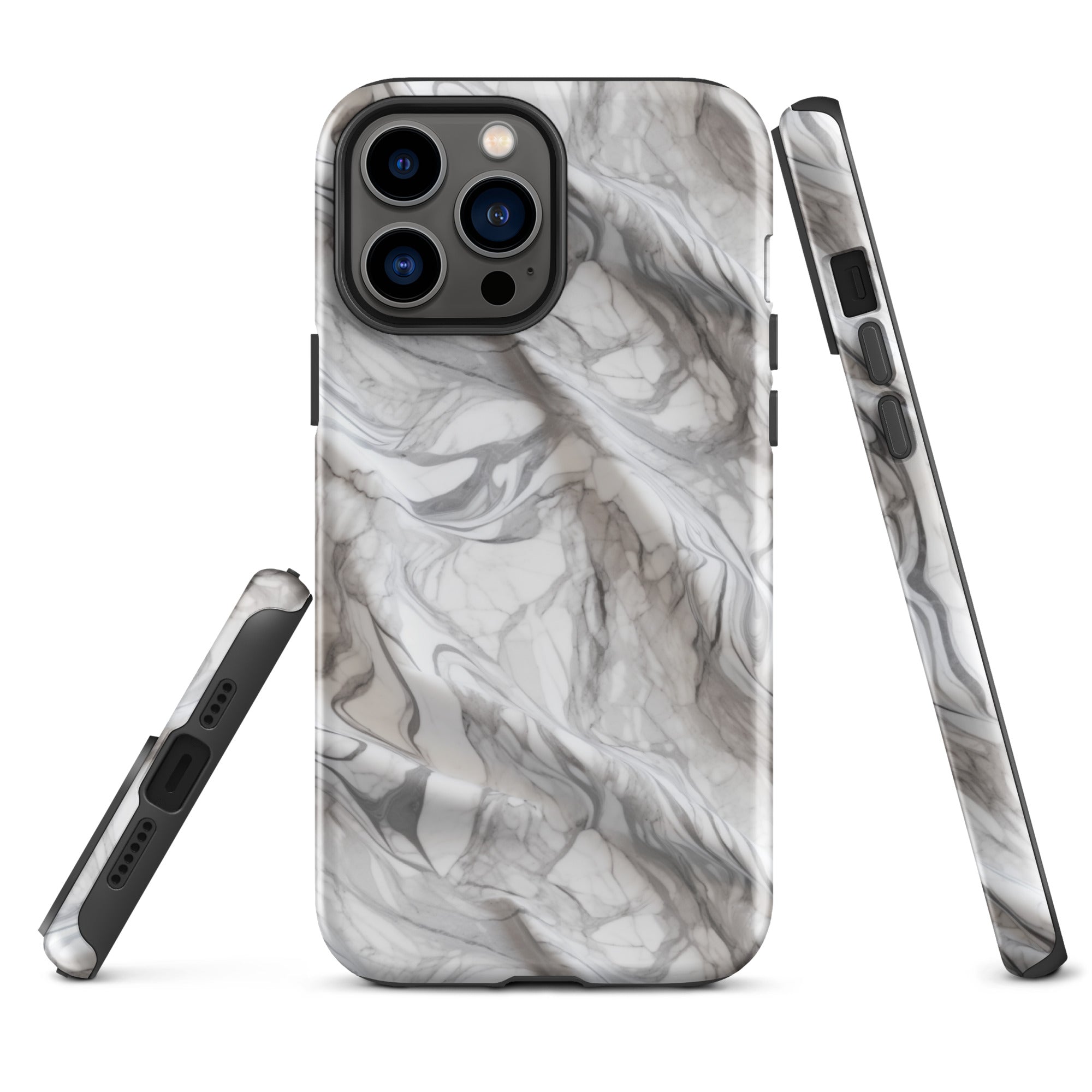 Elegant Marble Wave - Artistic Curved Texture Print - iPhone Case - Pattern Symphony