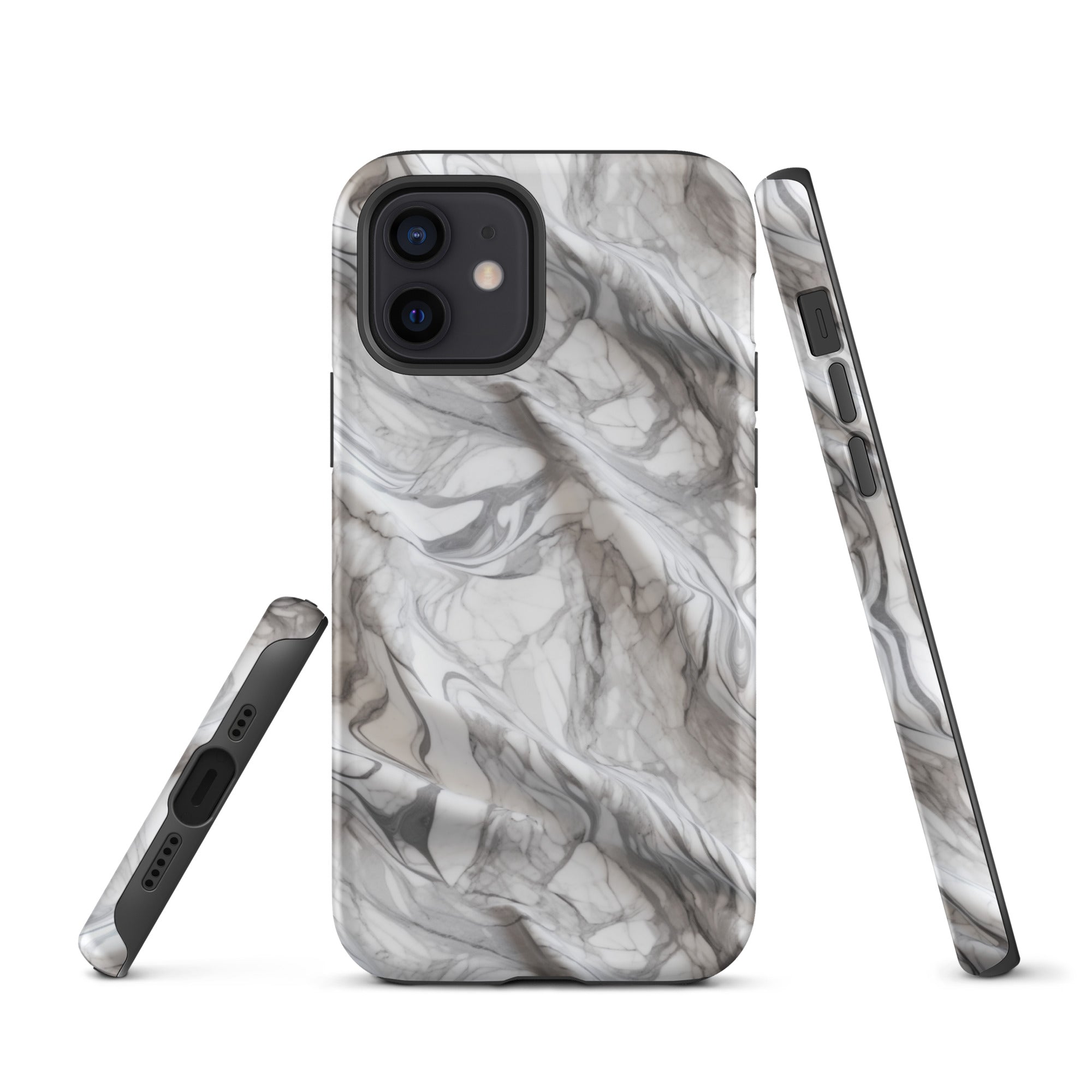 Elegant Marble Wave - Artistic Curved Texture Print - iPhone Case - Pattern Symphony