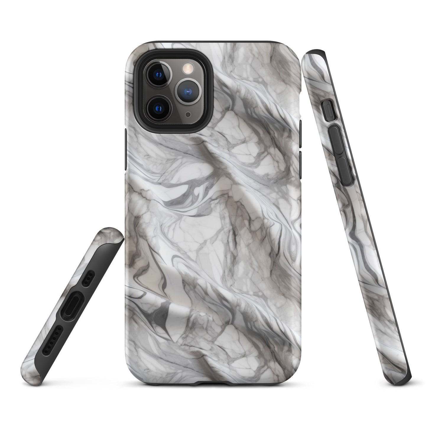 Elegant Marble Wave - Artistic Curved Texture Print - iPhone Case - Pattern Symphony