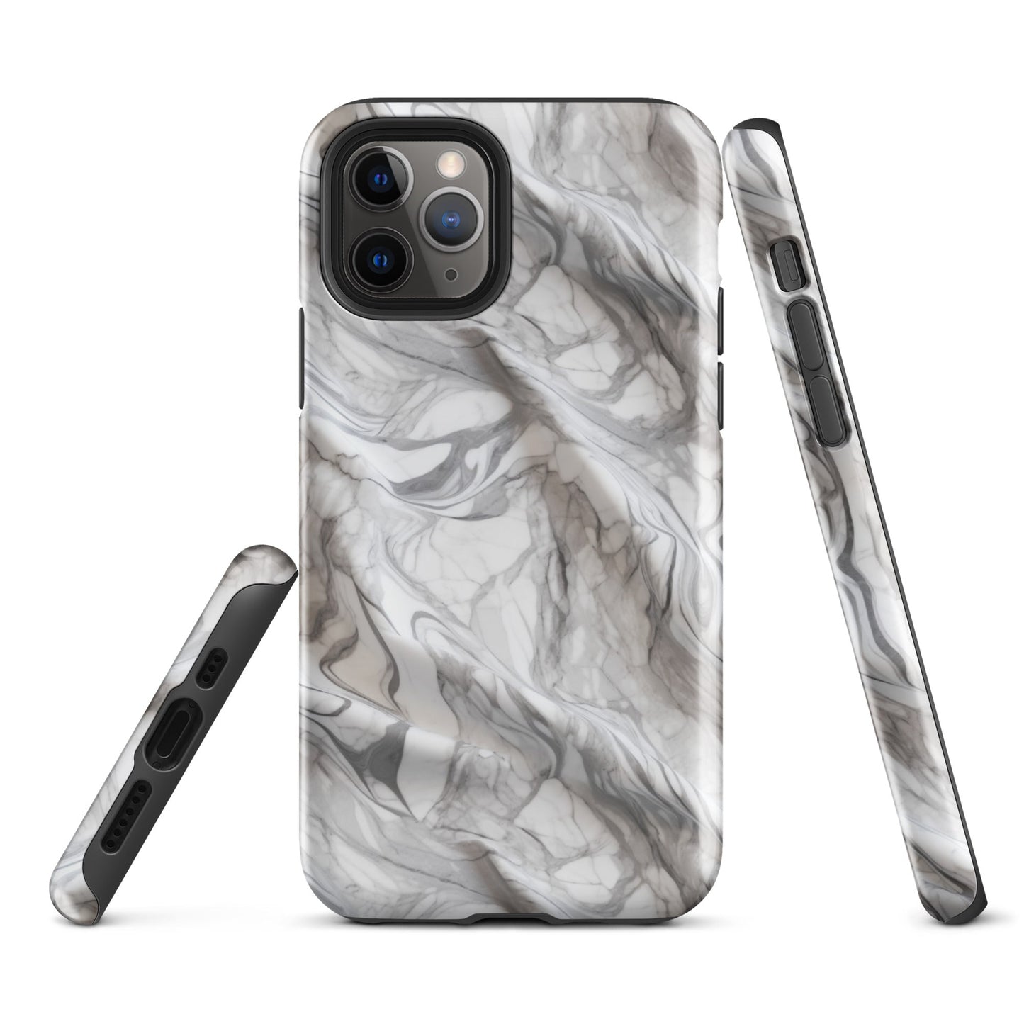 Elegant Marble Wave - Artistic Curved Texture Print - iPhone Case - Pattern Symphony