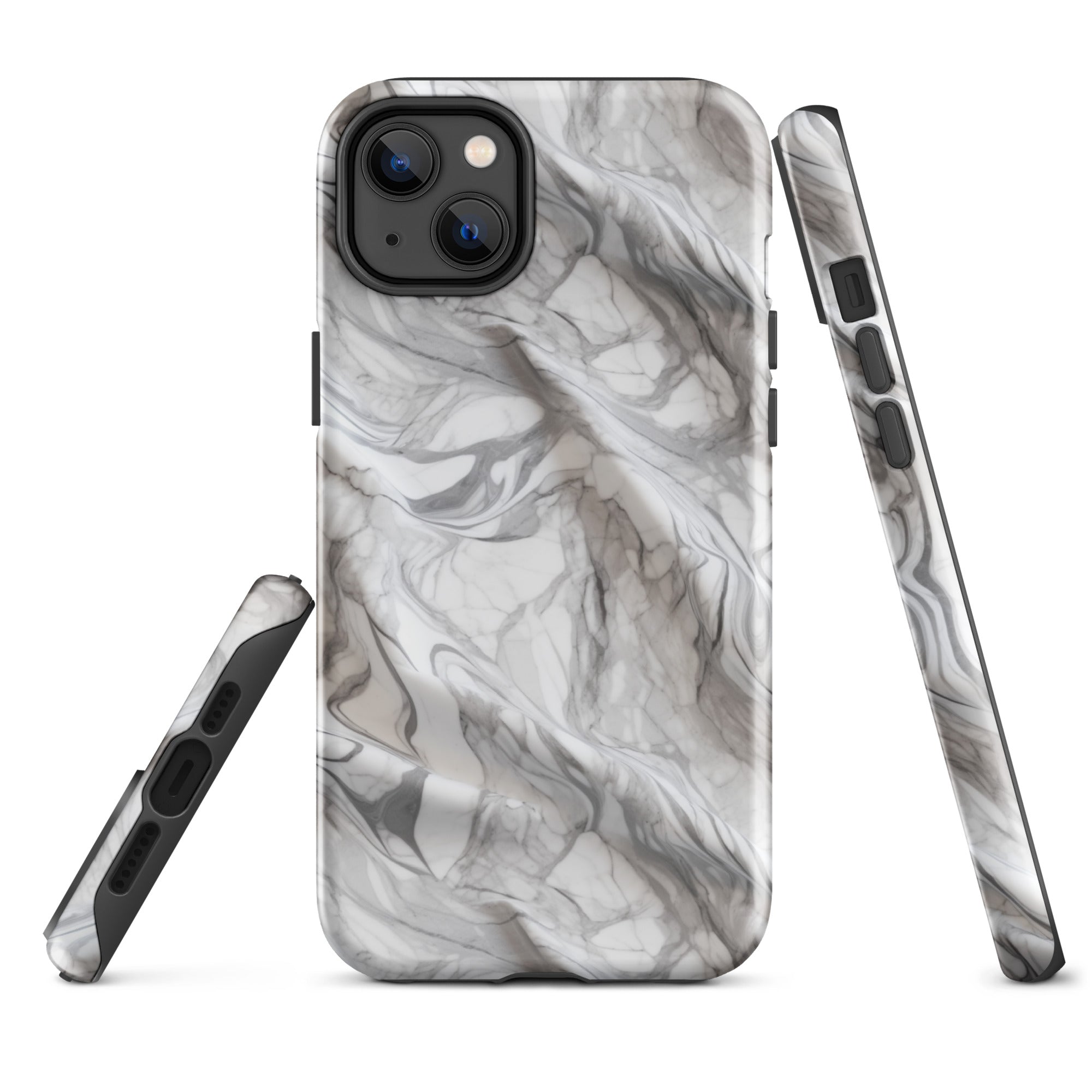 Elegant Marble Wave - Artistic Curved Texture Print - iPhone Case - Pattern Symphony