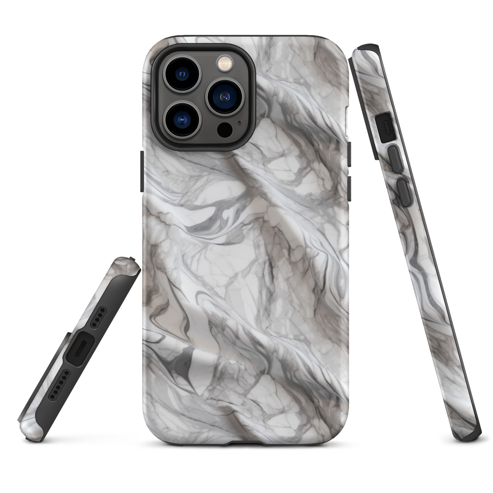 Elegant Marble Wave - Artistic Curved Texture Print - iPhone Case - Pattern Symphony