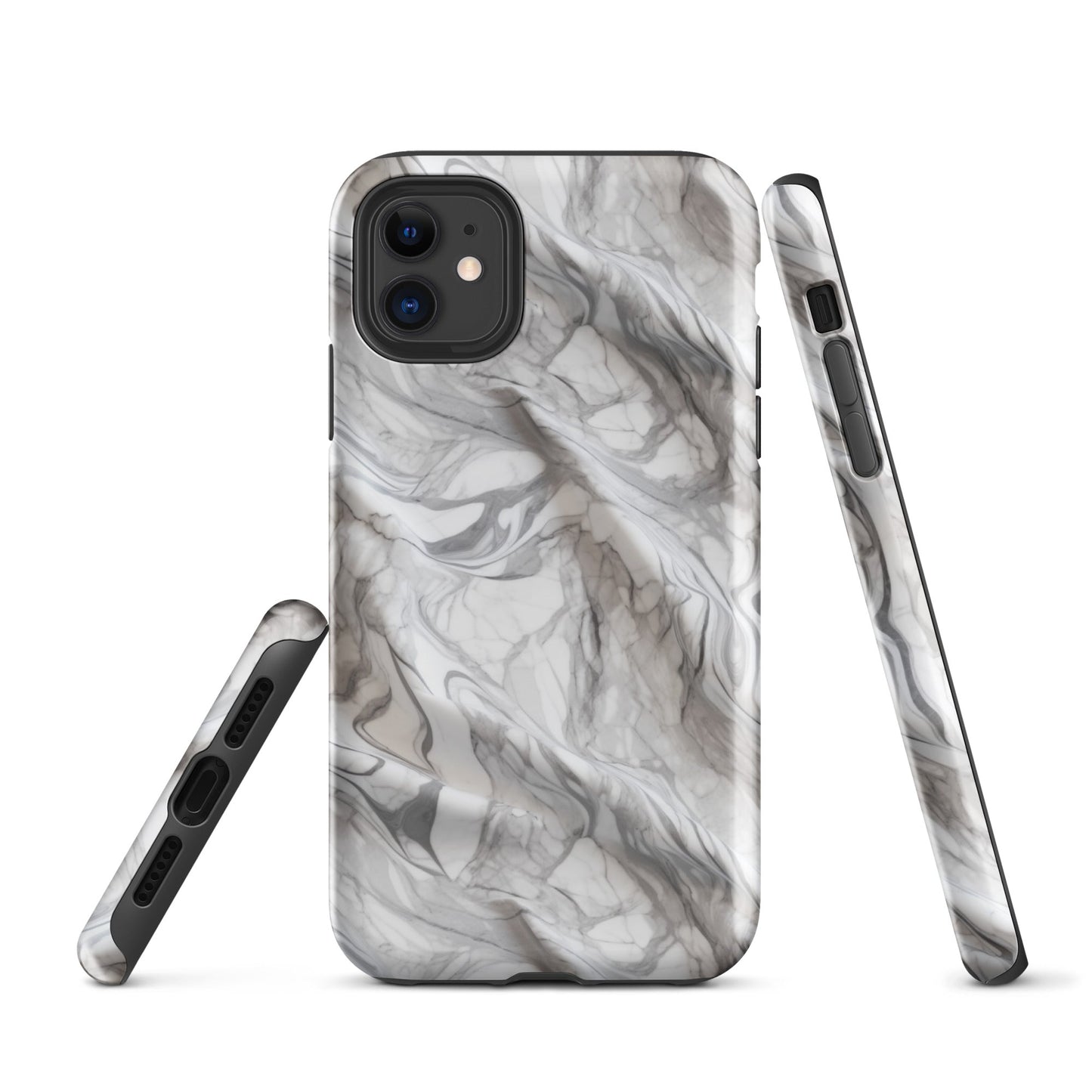 Elegant Marble Wave - Artistic Curved Texture Print - iPhone Case - Pattern Symphony