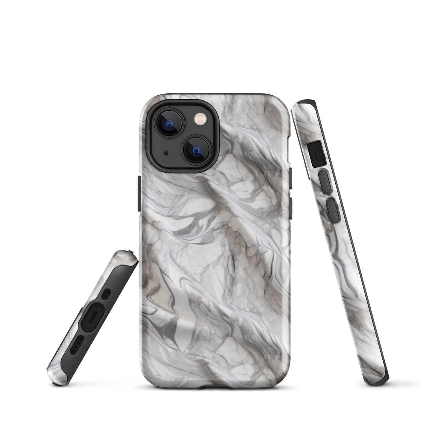 Elegant Marble Wave - Artistic Curved Texture Print - iPhone Case - Pattern Symphony