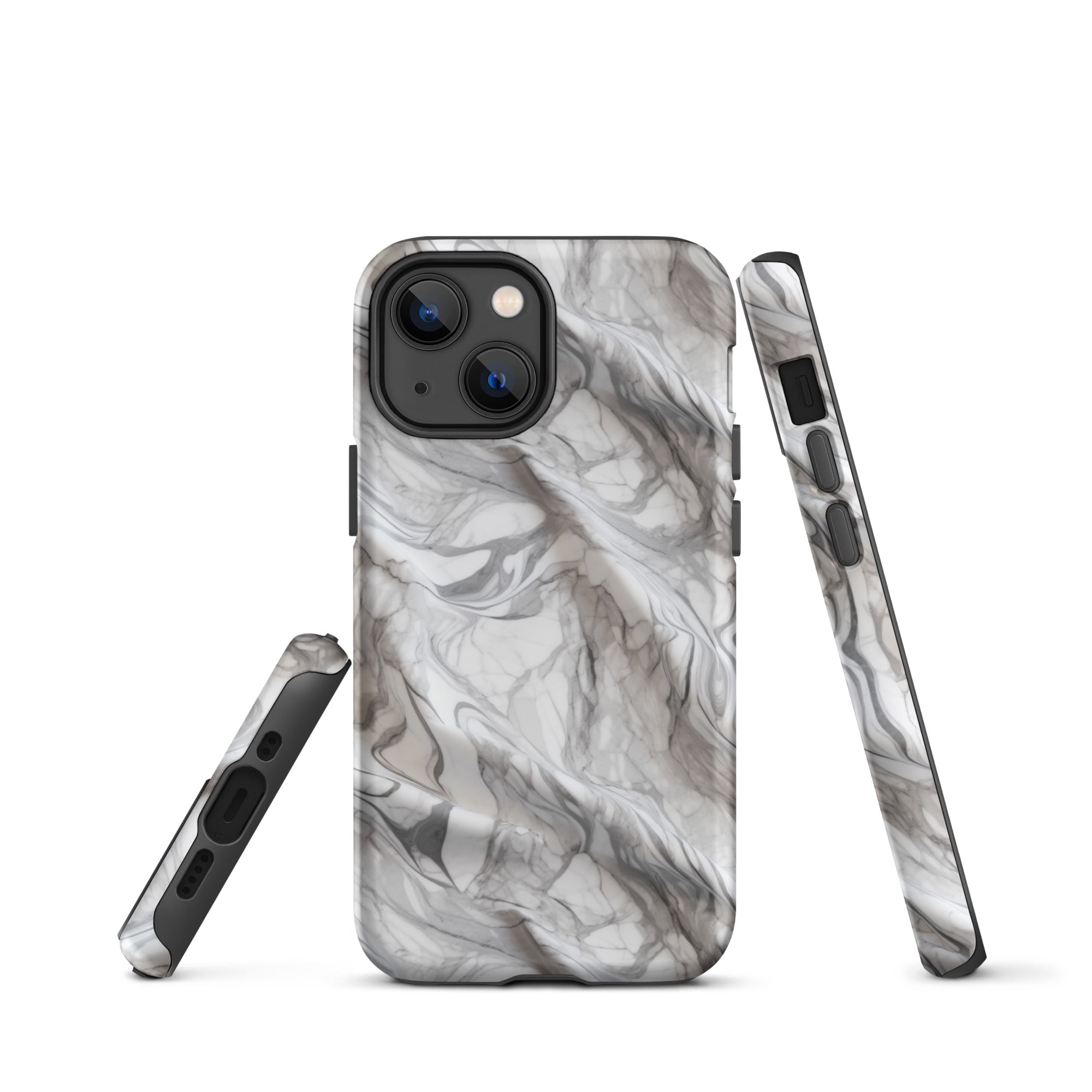 Elegant Marble Wave - Artistic Curved Texture Print - iPhone Case - Pattern Symphony