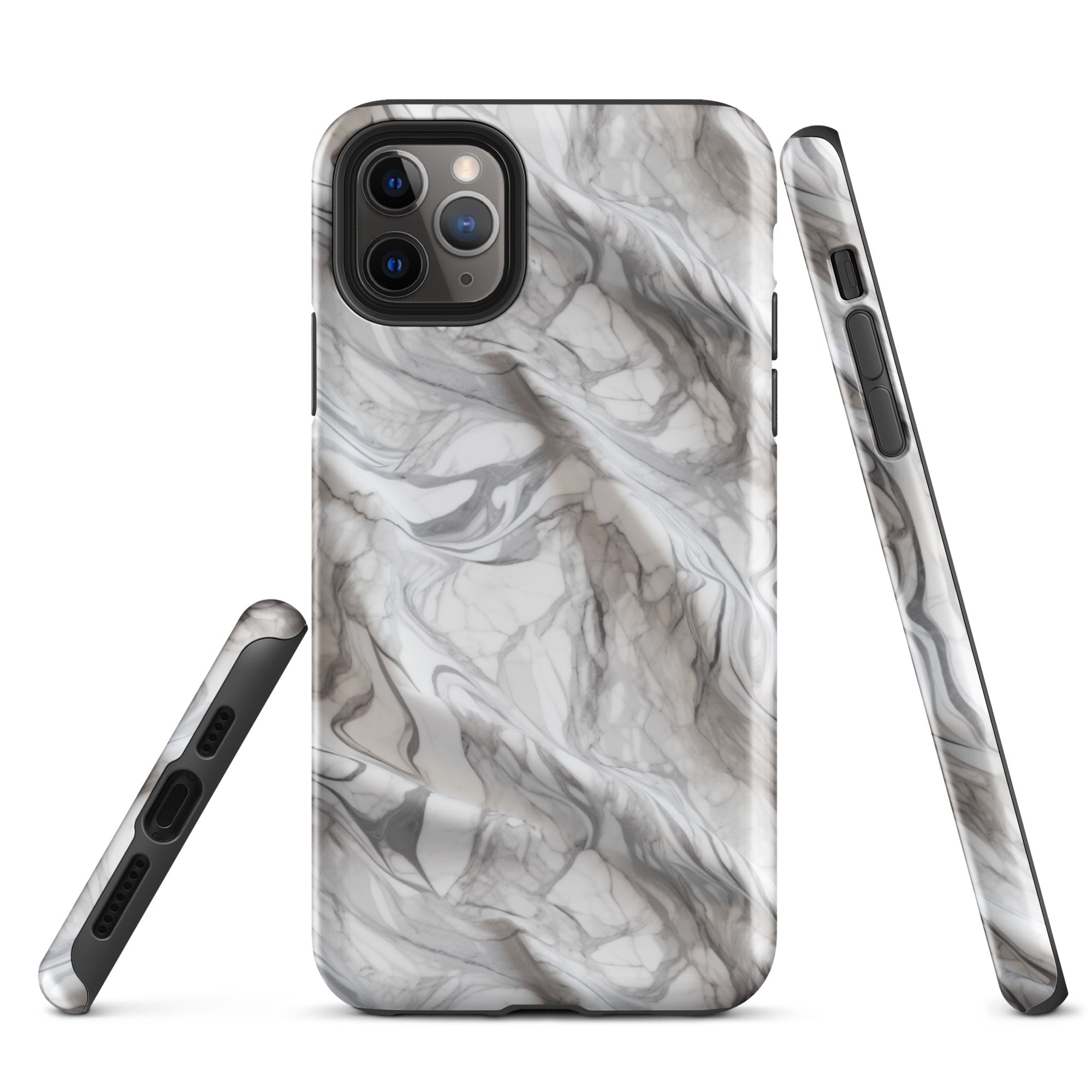 Elegant Marble Wave - Artistic Curved Texture Print - iPhone Case - Pattern Symphony