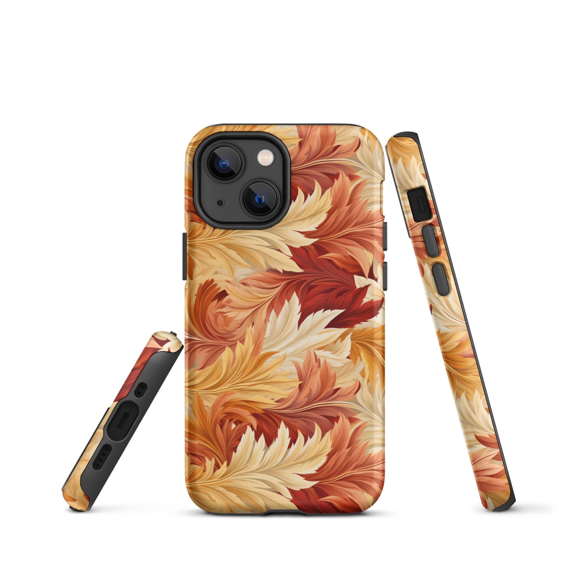 Feathered Foliage - Rococo-Inspired Autumn Patterns - iPhone Case - Pattern Symphony