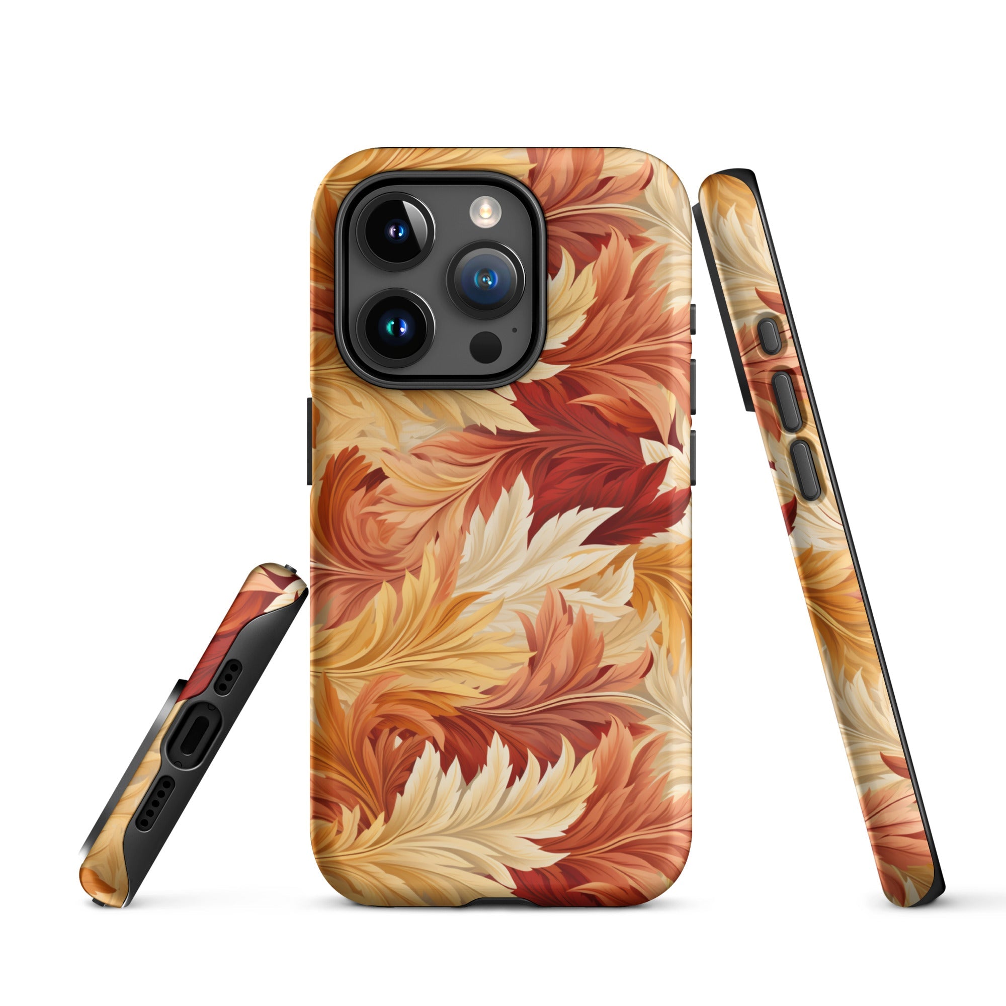 Feathered Foliage - Rococo-Inspired Autumn Patterns - iPhone Case - Pattern Symphony