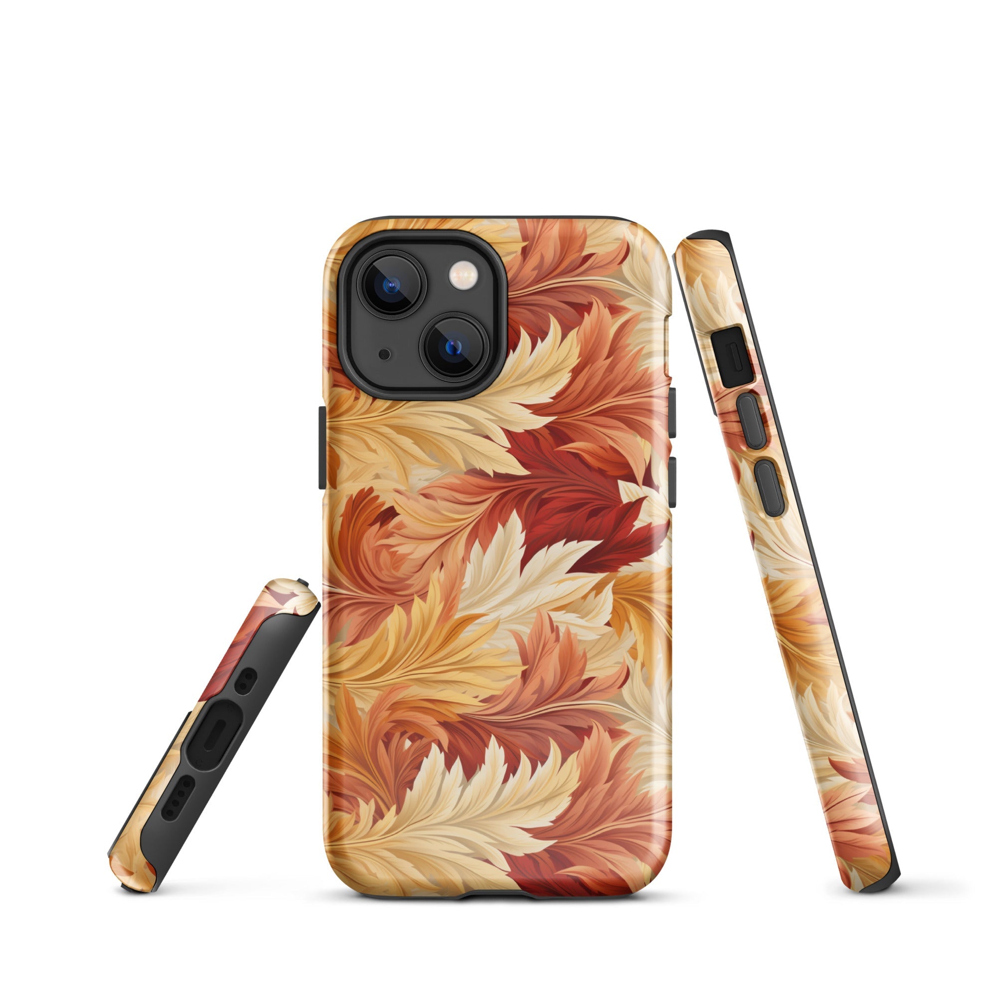 Feathered Foliage - Rococo-Inspired Autumn Patterns - iPhone Case - Pattern Symphony