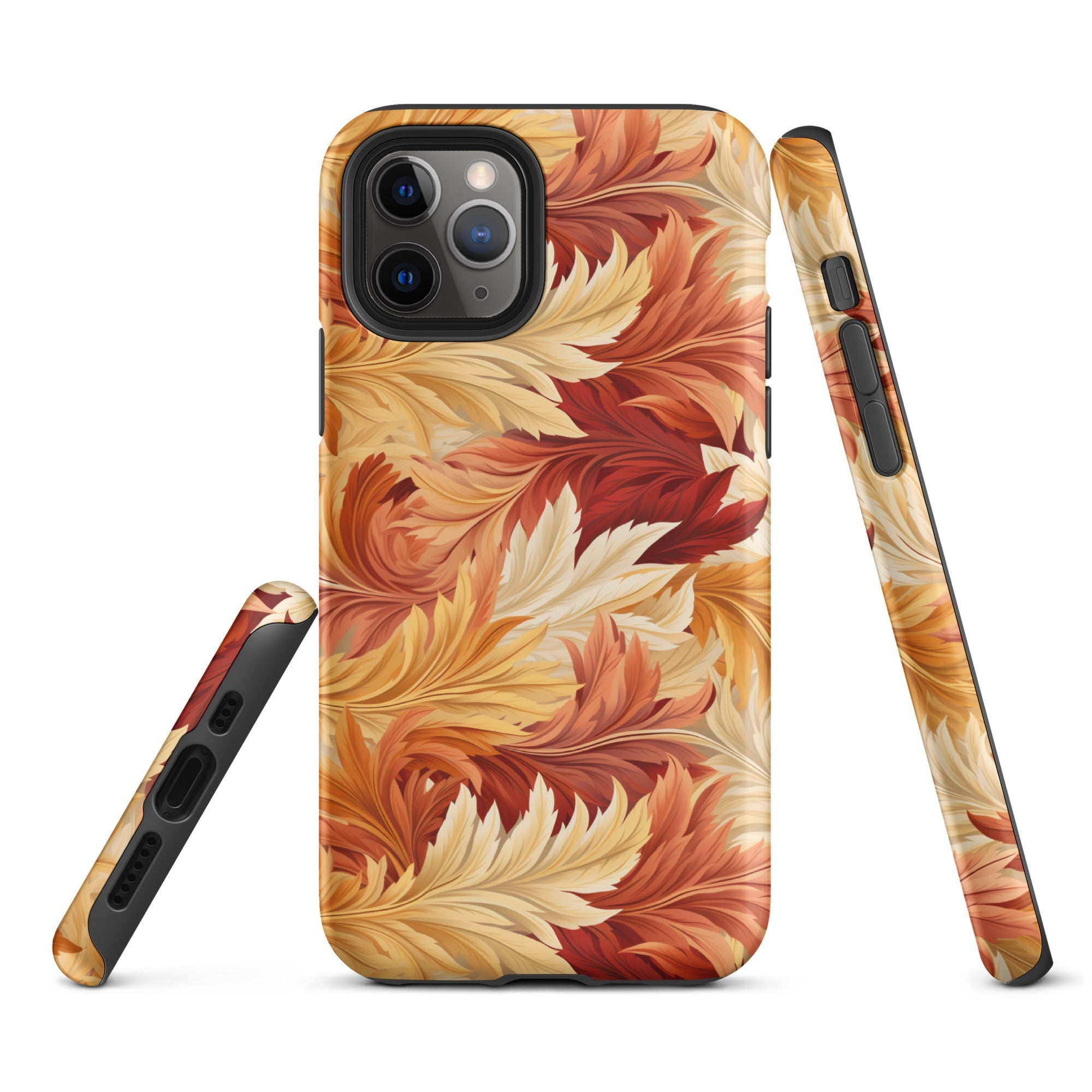 Feathered Foliage - Rococo-Inspired Autumn Patterns - iPhone Case - Pattern Symphony