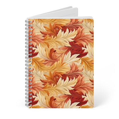 Feathered Foliage: Rococo-Inspired Autumn Patterns - Notebook (A5) - Pattern Symphony