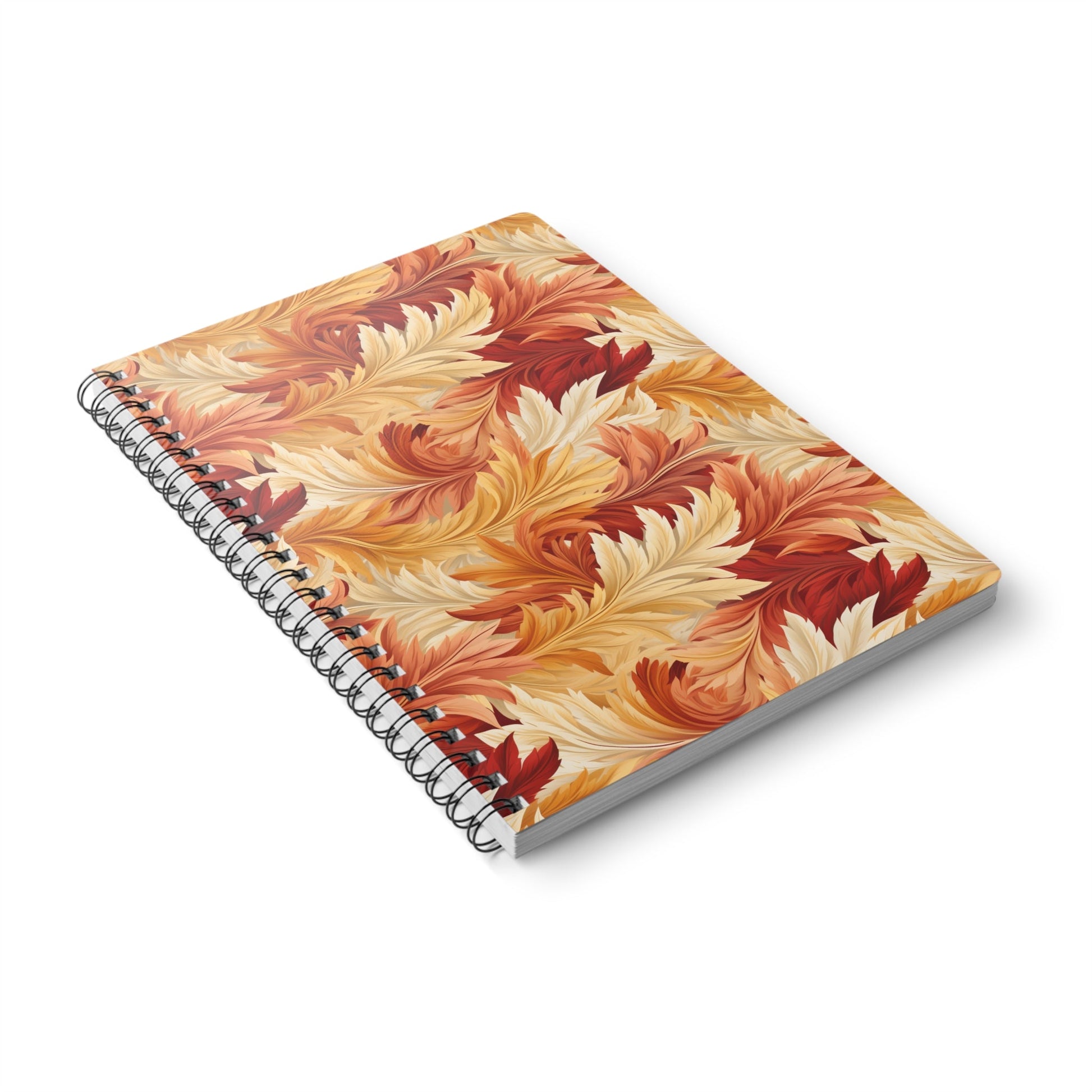 Feathered Foliage: Rococo-Inspired Autumn Patterns - Notebook (A5) - Pattern Symphony