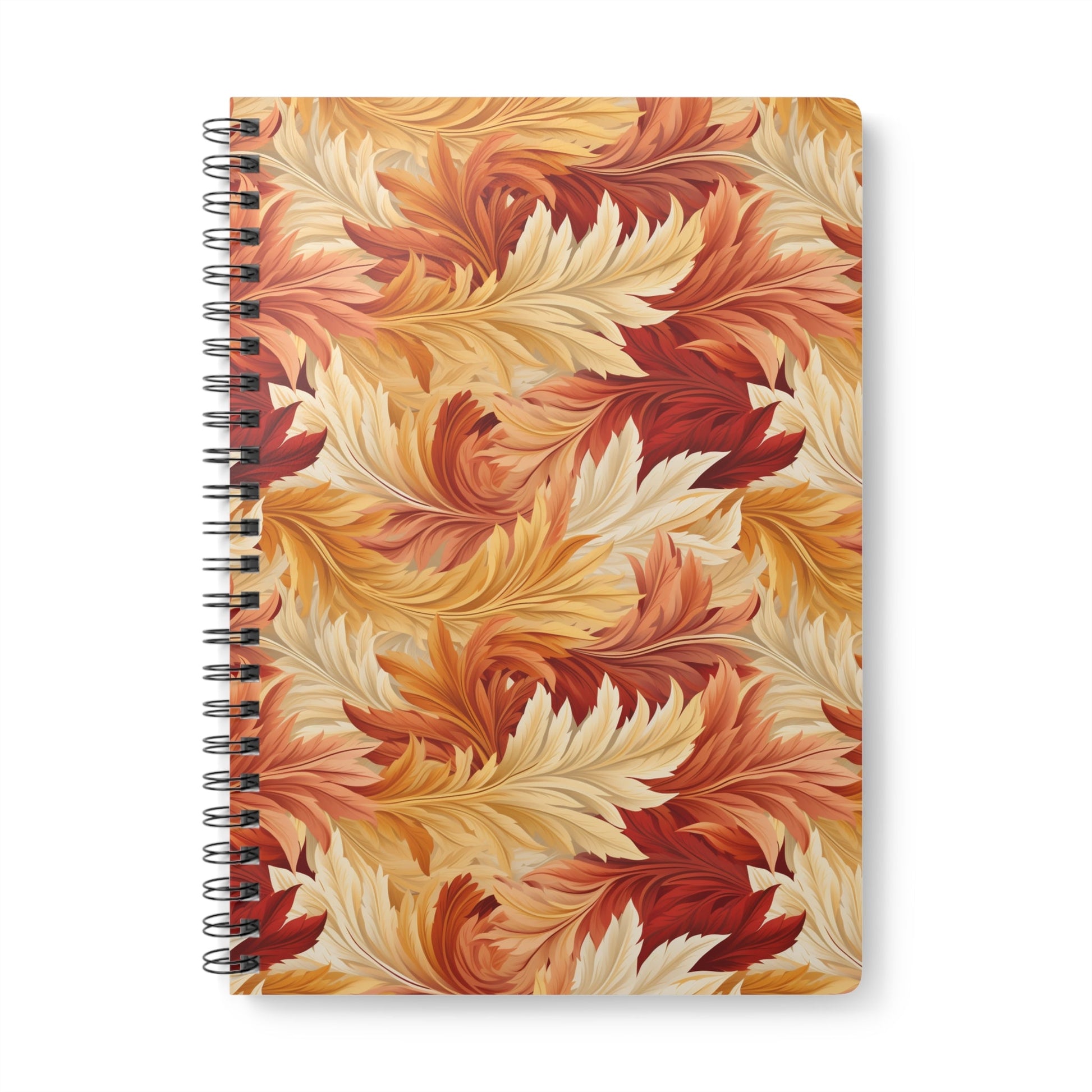 Feathered Foliage: Rococo-Inspired Autumn Patterns - Notebook (A5) - Pattern Symphony