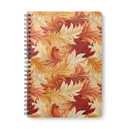 Feathered Foliage: Rococo-Inspired Autumn Patterns - Notebook (A5) - Pattern Symphony