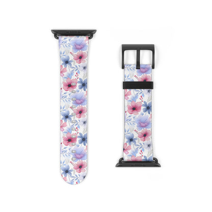 Floral Whispers - Subtle Shades of Violets, Pinks, and Blues - Apple Watch Strap - Pattern Symphony