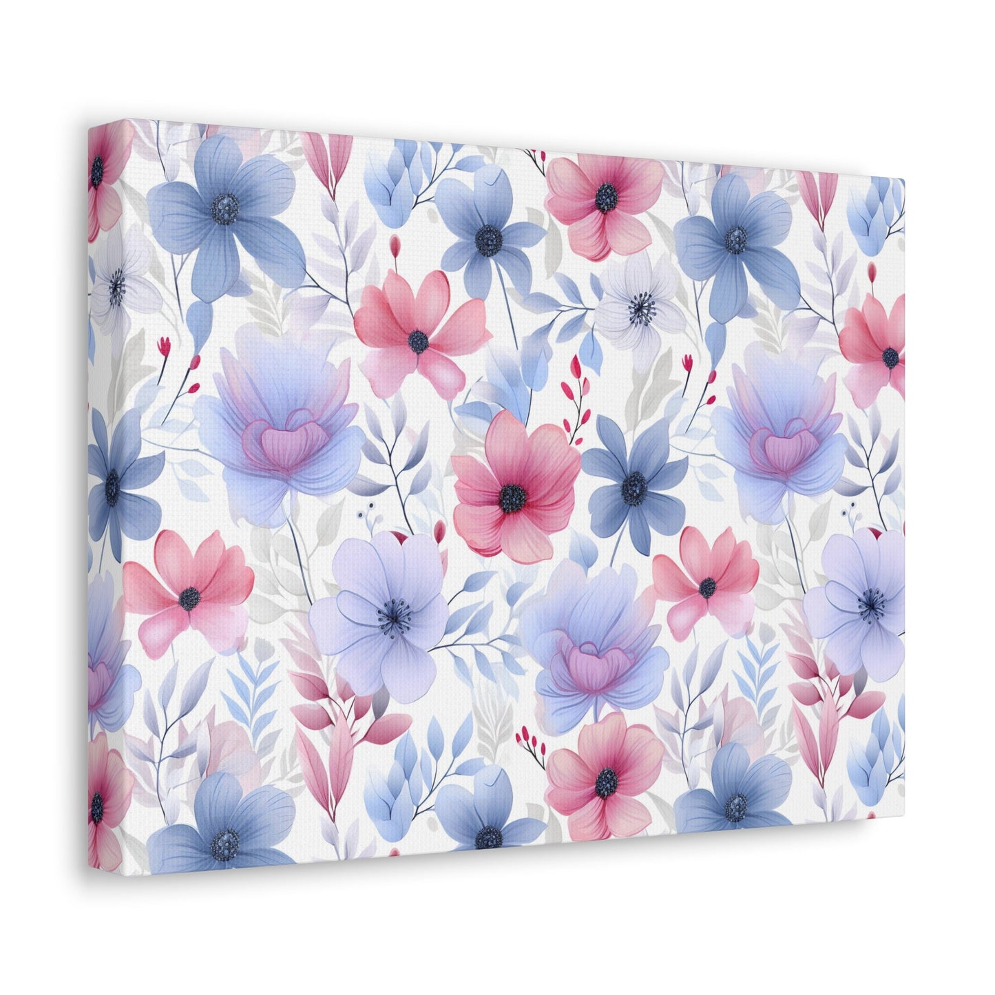 Floral Whispers - Subtle Shades of Violets, Pinks, and Blues - Wall Art Canvas - Pattern Symphony