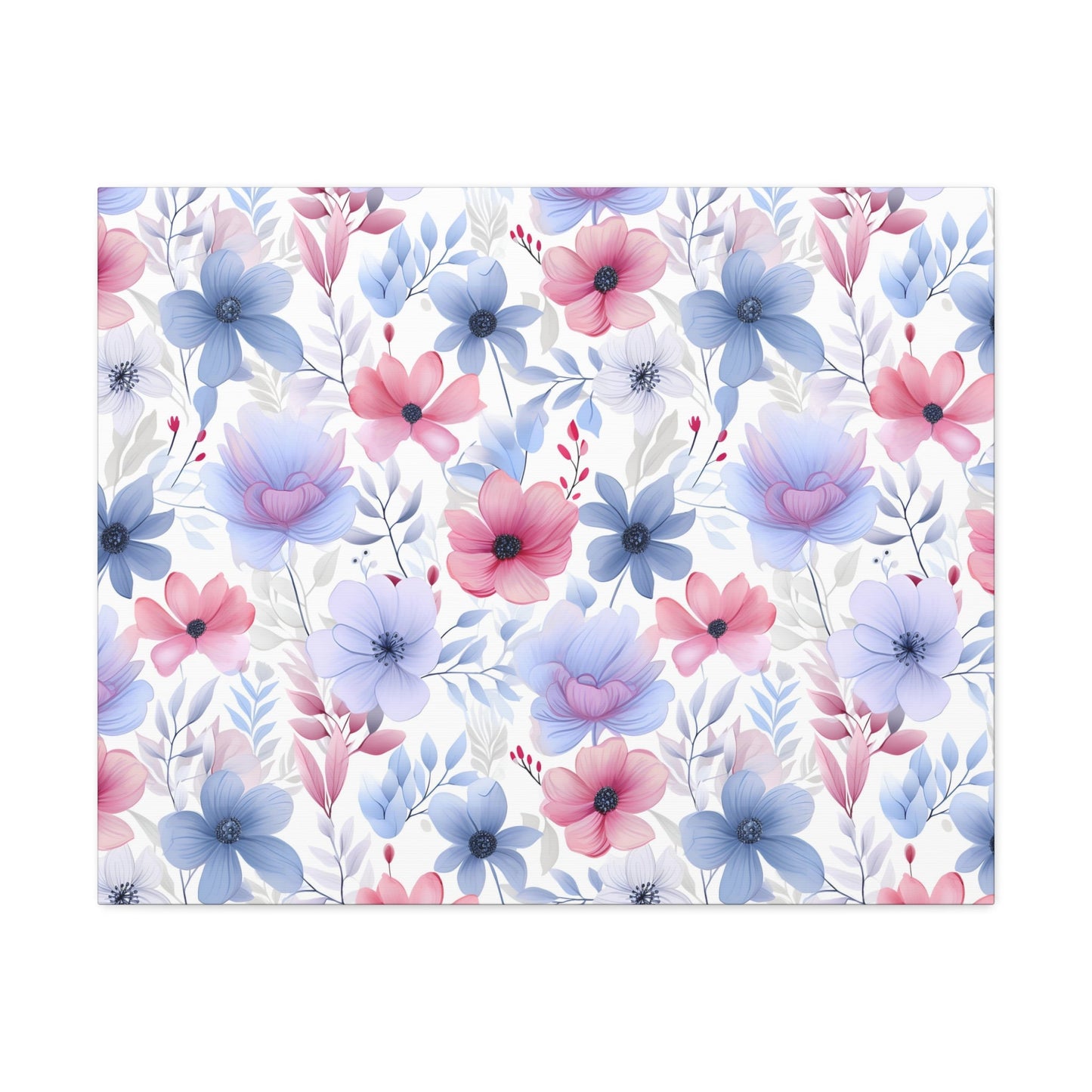 Floral Whispers - Subtle Shades of Violets, Pinks, and Blues - Wall Art Canvas - Pattern Symphony