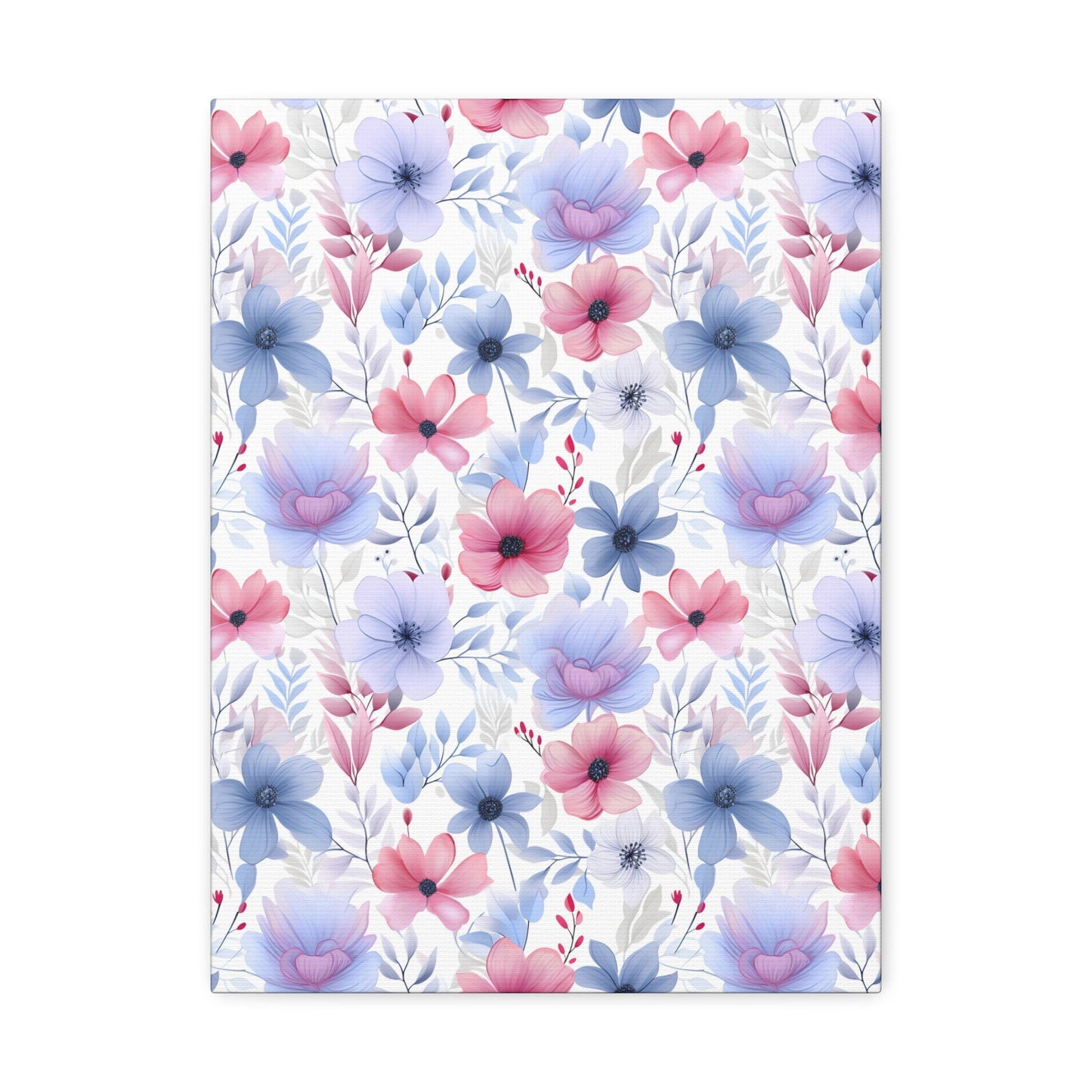 Floral Whispers - Subtle Shades of Violets, Pinks, and Blues - Wall Art Canvas - Pattern Symphony