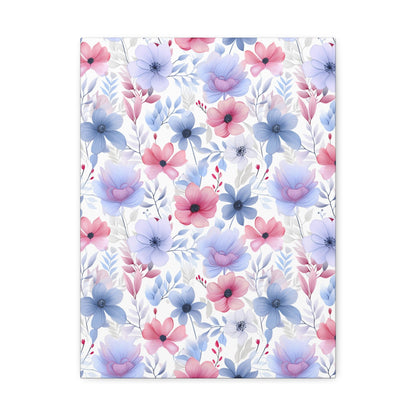 Floral Whispers - Subtle Shades of Violets, Pinks, and Blues - Wall Art Canvas - Pattern Symphony