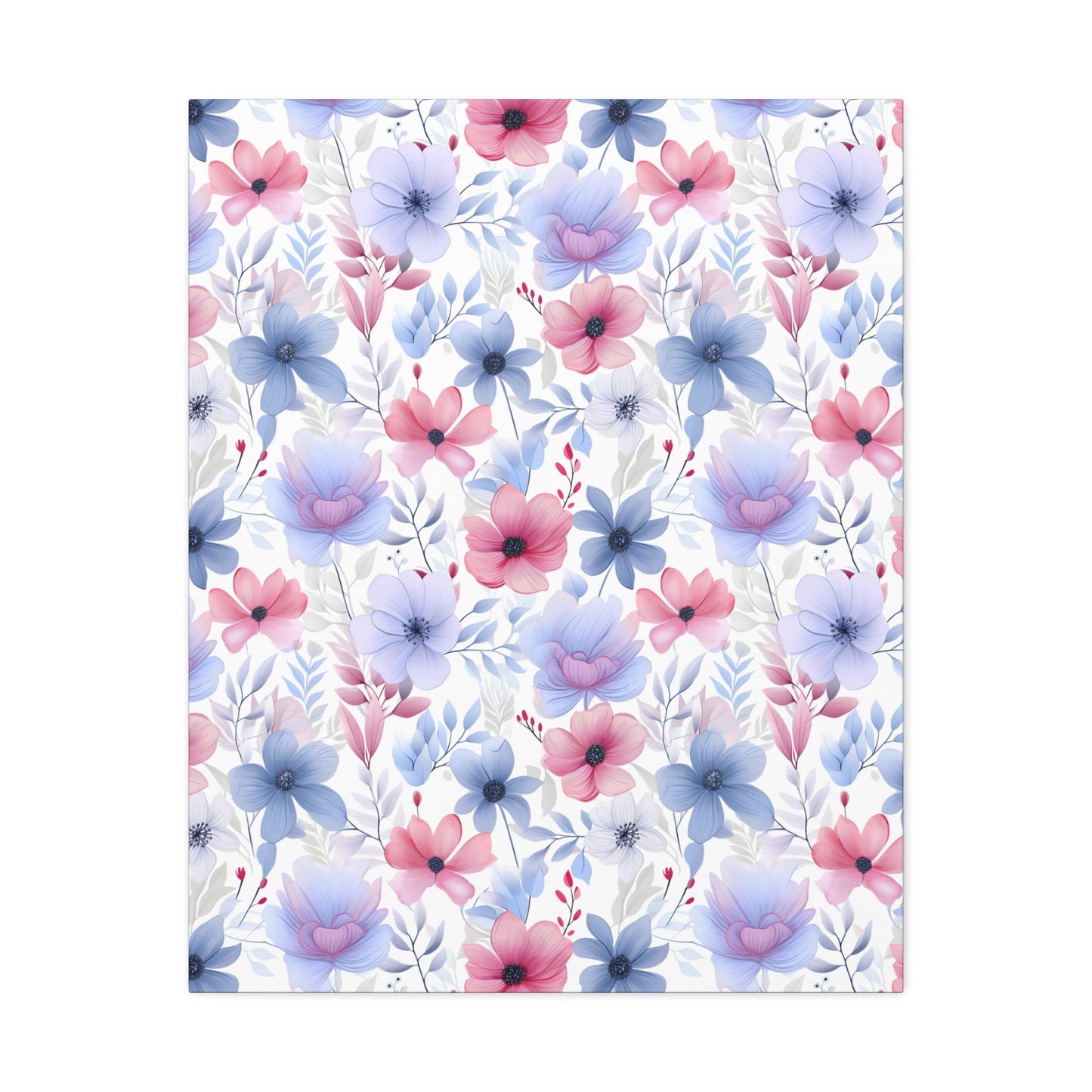 Floral Whispers - Subtle Shades of Violets, Pinks, and Blues - Wall Art Canvas - Pattern Symphony