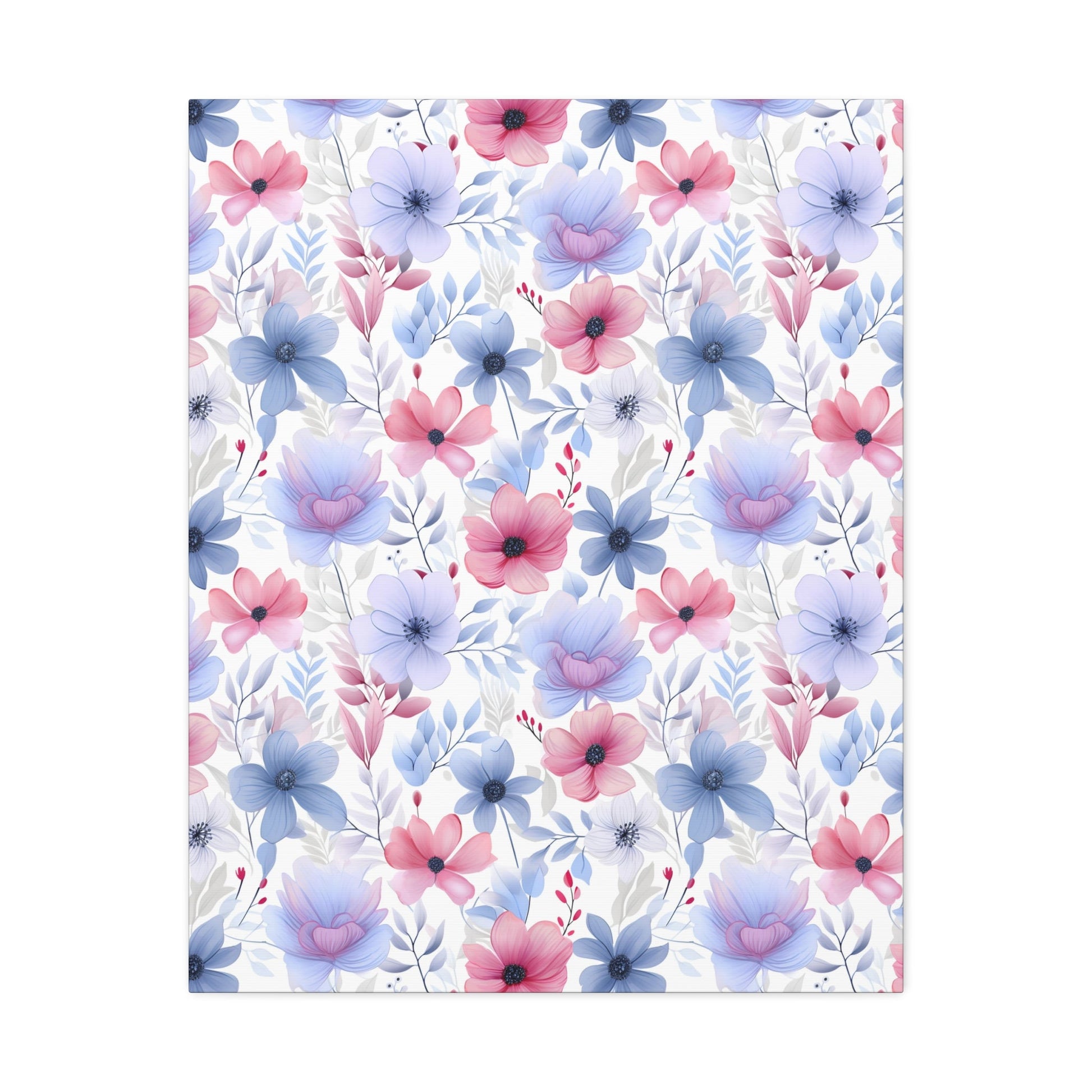 Floral Whispers - Subtle Shades of Violets, Pinks, and Blues - Wall Art Canvas - Pattern Symphony