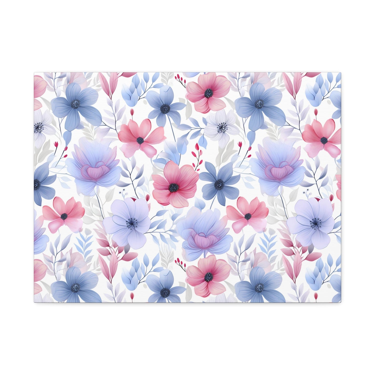 Floral Whispers - Subtle Shades of Violets, Pinks, and Blues - Wall Art Canvas - Pattern Symphony