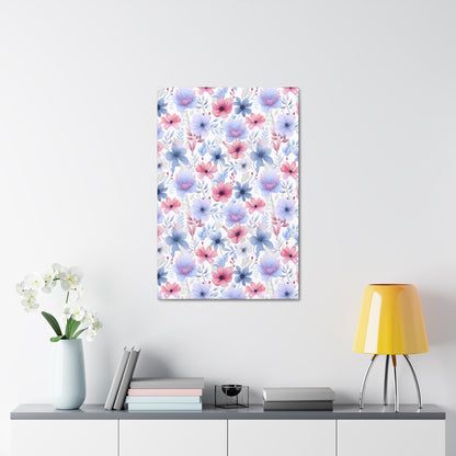 Floral Whispers - Subtle Shades of Violets, Pinks, and Blues - Wall Art Canvas - Pattern Symphony