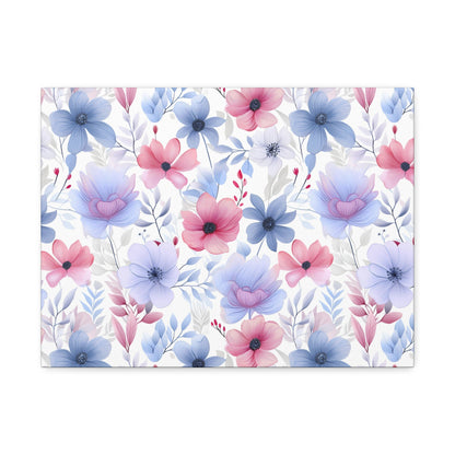 Floral Whispers - Subtle Shades of Violets, Pinks, and Blues - Wall Art Canvas - Pattern Symphony