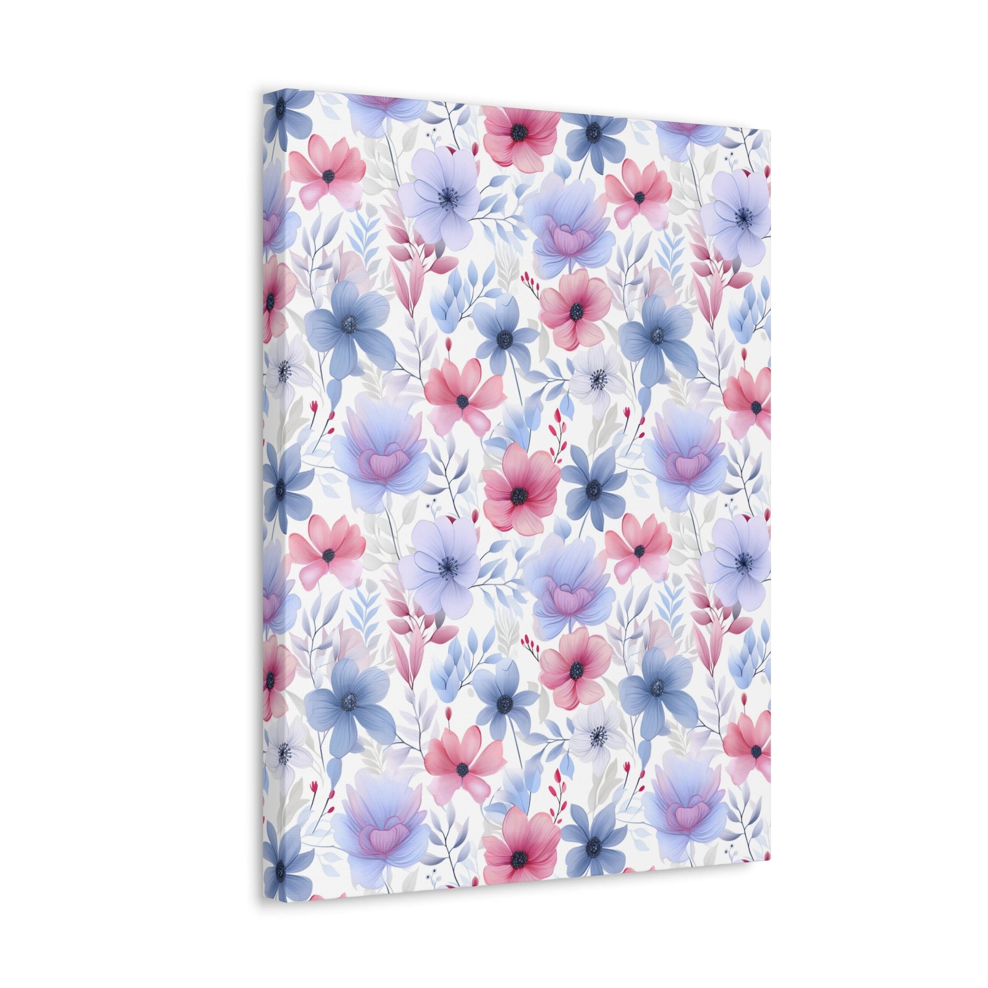 Floral Whispers - Subtle Shades of Violets, Pinks, and Blues - Wall Art Canvas - Pattern Symphony