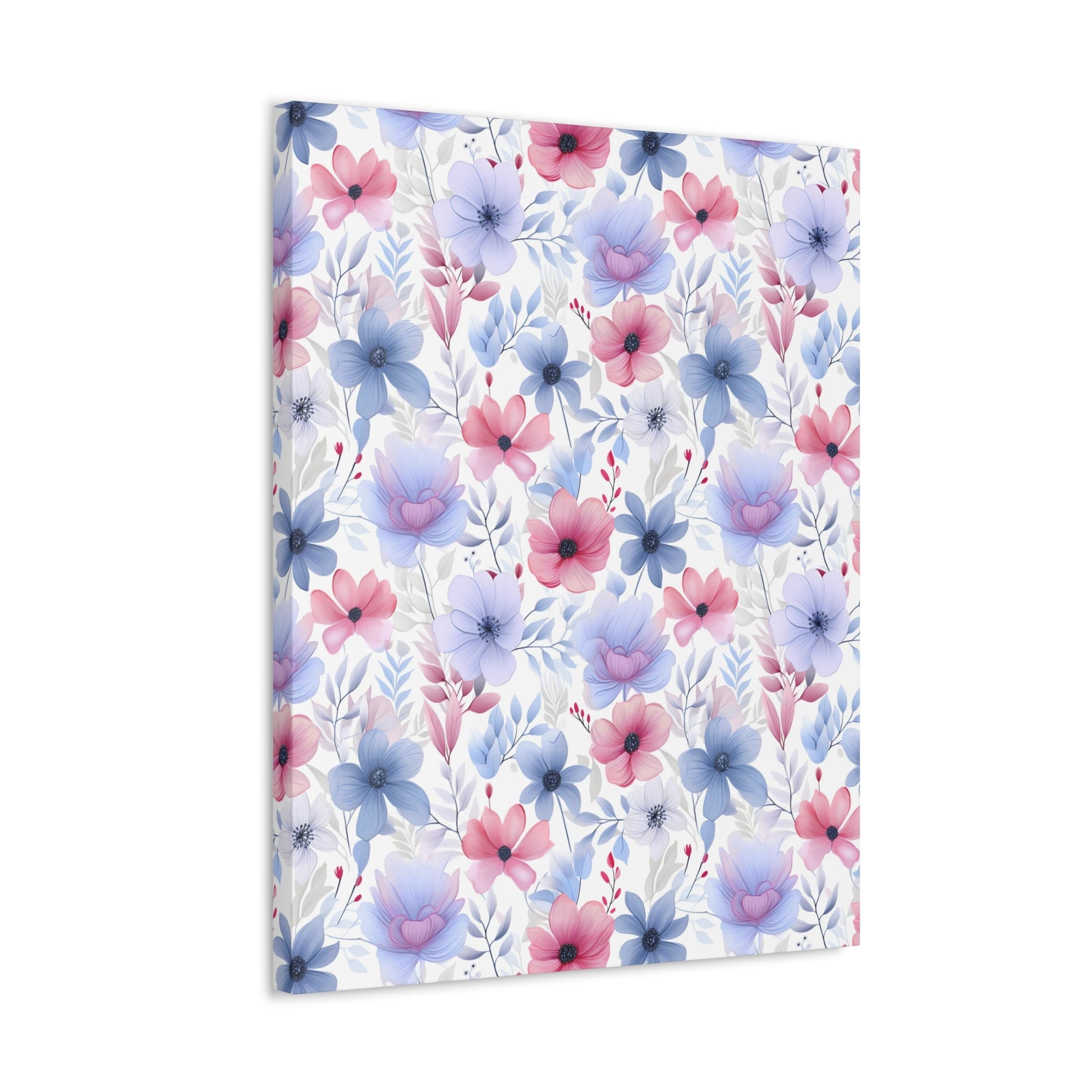 Floral Whispers - Subtle Shades of Violets, Pinks, and Blues - Wall Art Canvas - Pattern Symphony