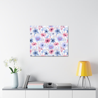 Floral Whispers - Subtle Shades of Violets, Pinks, and Blues - Wall Art Canvas - Pattern Symphony