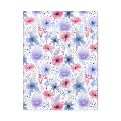 Floral Whispers - Subtle Shades of Violets, Pinks, and Blues - Wall Art Canvas - Pattern Symphony