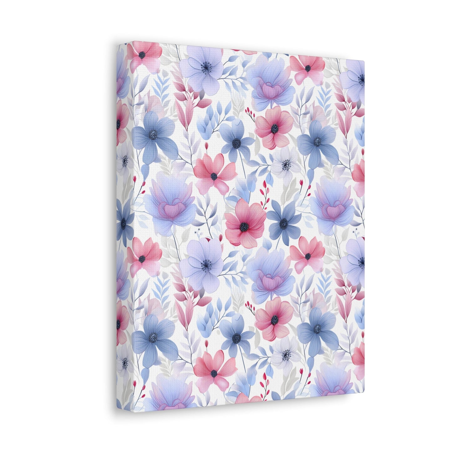 Floral Whispers - Subtle Shades of Violets, Pinks, and Blues - Wall Art Canvas - Pattern Symphony