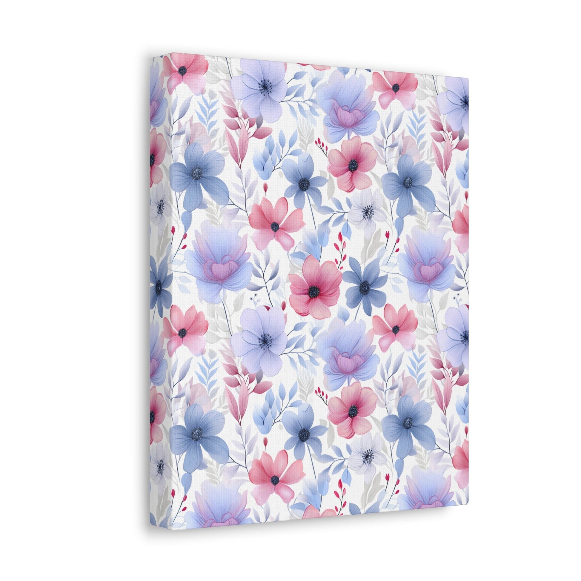 Floral Whispers - Subtle Shades of Violets, Pinks, and Blues - Wall Art Canvas - Pattern Symphony