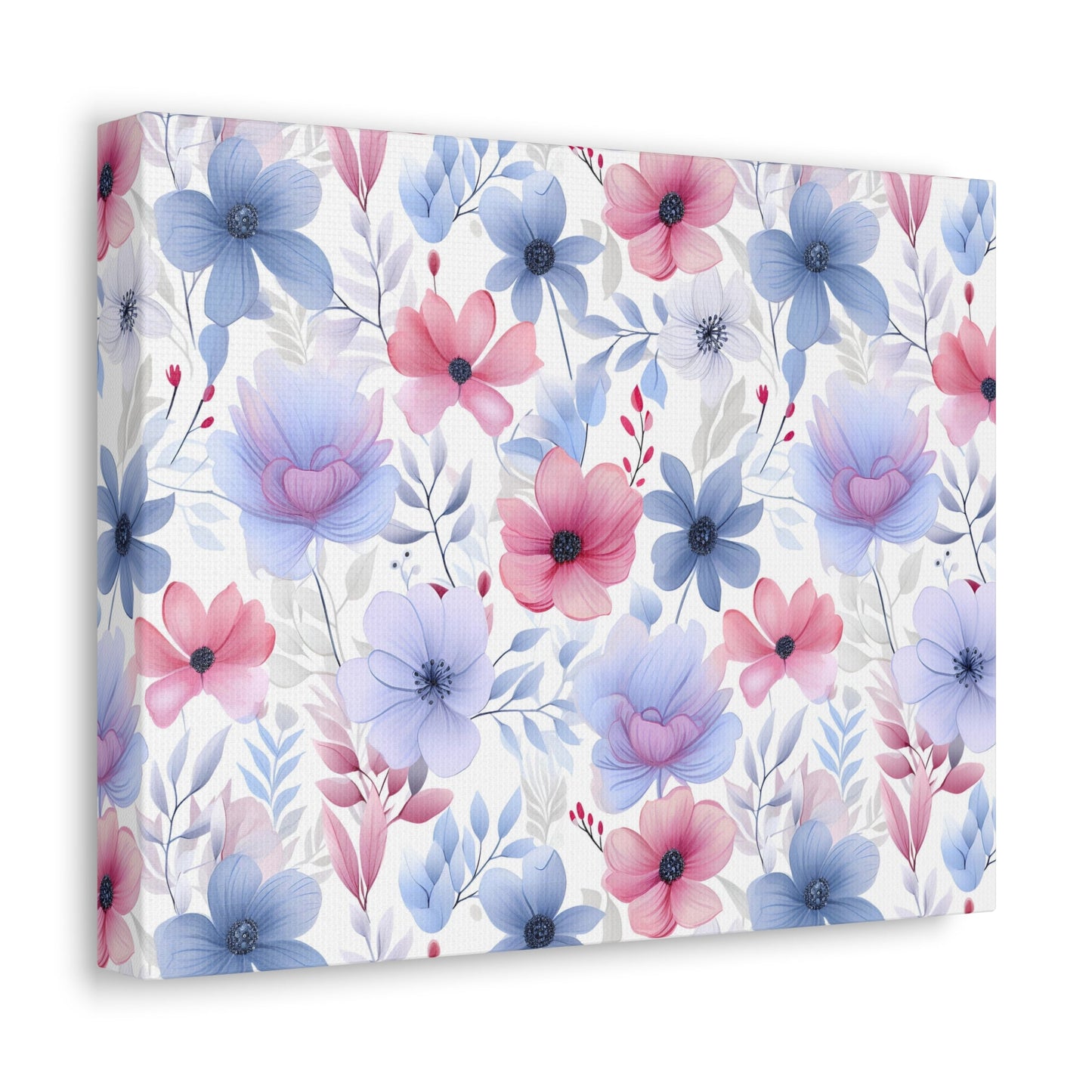 Floral Whispers - Subtle Shades of Violets, Pinks, and Blues - Wall Art Canvas - Pattern Symphony