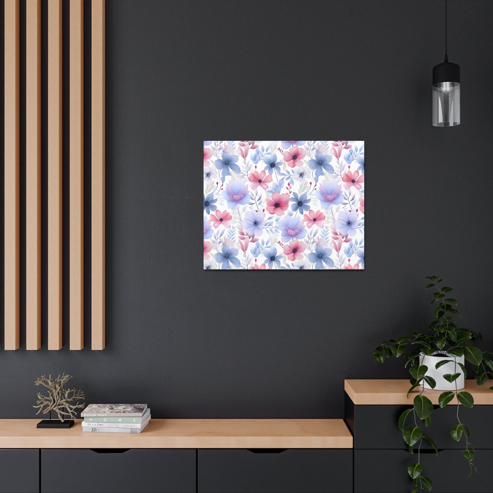 Floral Whispers - Subtle Shades of Violets, Pinks, and Blues - Wall Art Canvas - Pattern Symphony