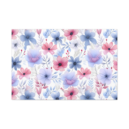 Floral Whispers - Subtle Shades of Violets, Pinks, and Blues - Wall Art Canvas - Pattern Symphony