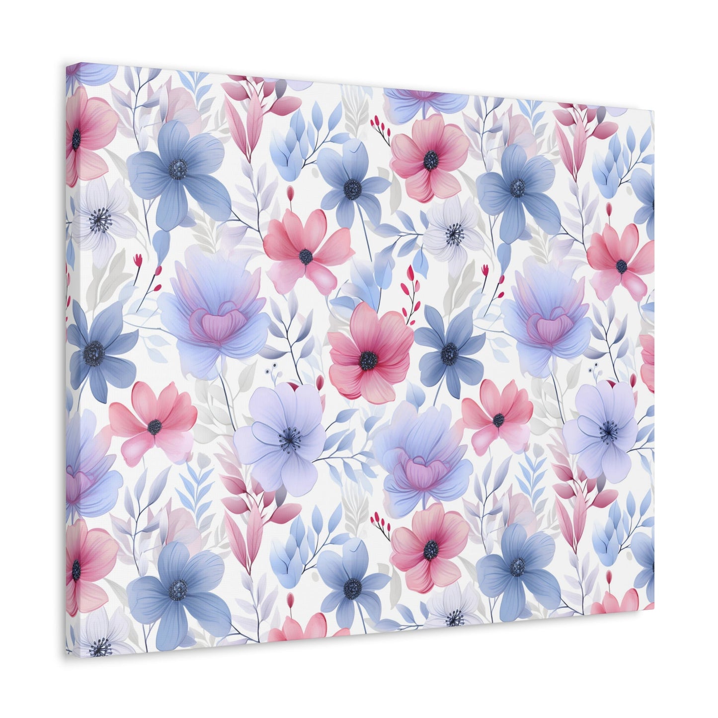 Floral Whispers - Subtle Shades of Violets, Pinks, and Blues - Wall Art Canvas - Pattern Symphony