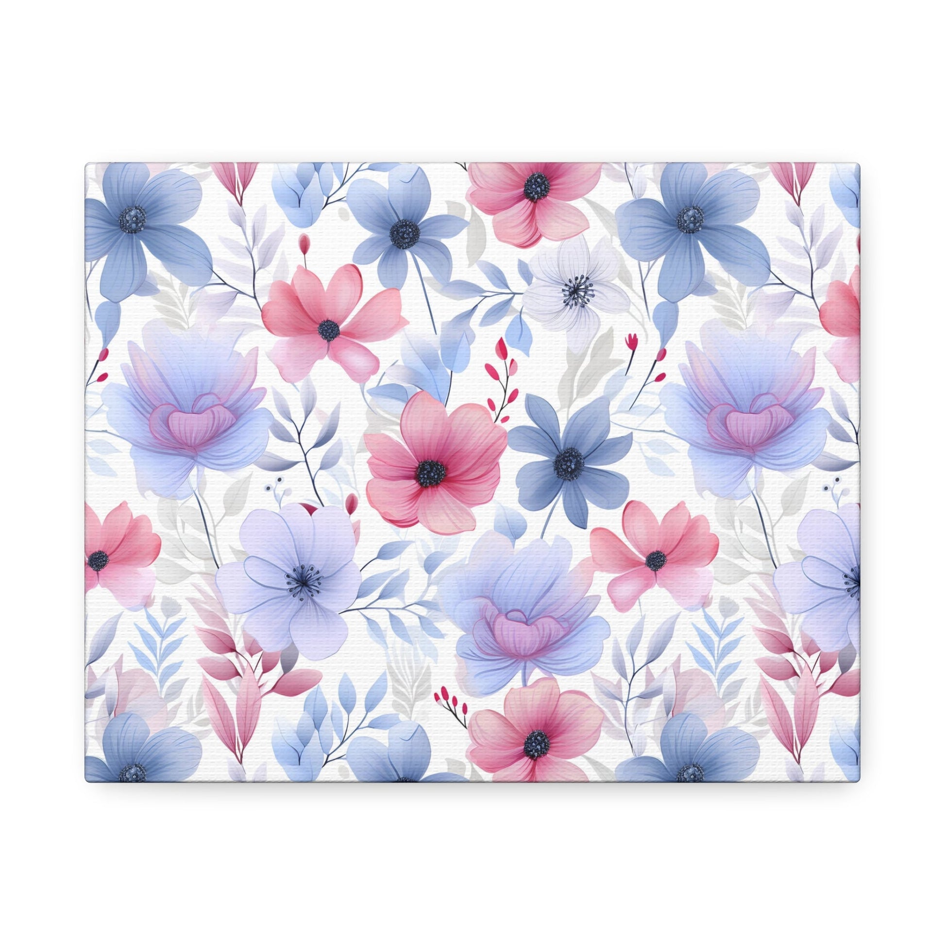 Floral Whispers - Subtle Shades of Violets, Pinks, and Blues - Wall Art Canvas - Pattern Symphony